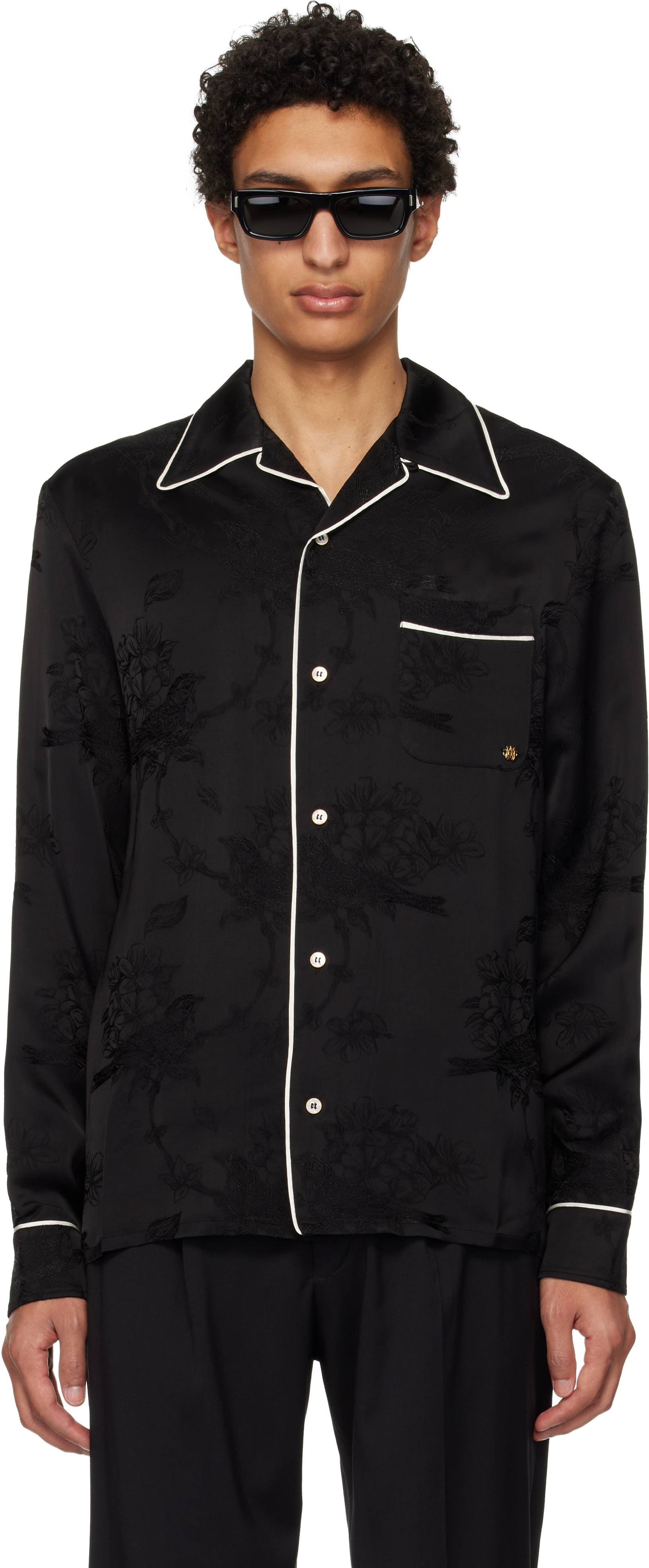 AMIRI: Black Floral Jacquard Shirt | SSENSE