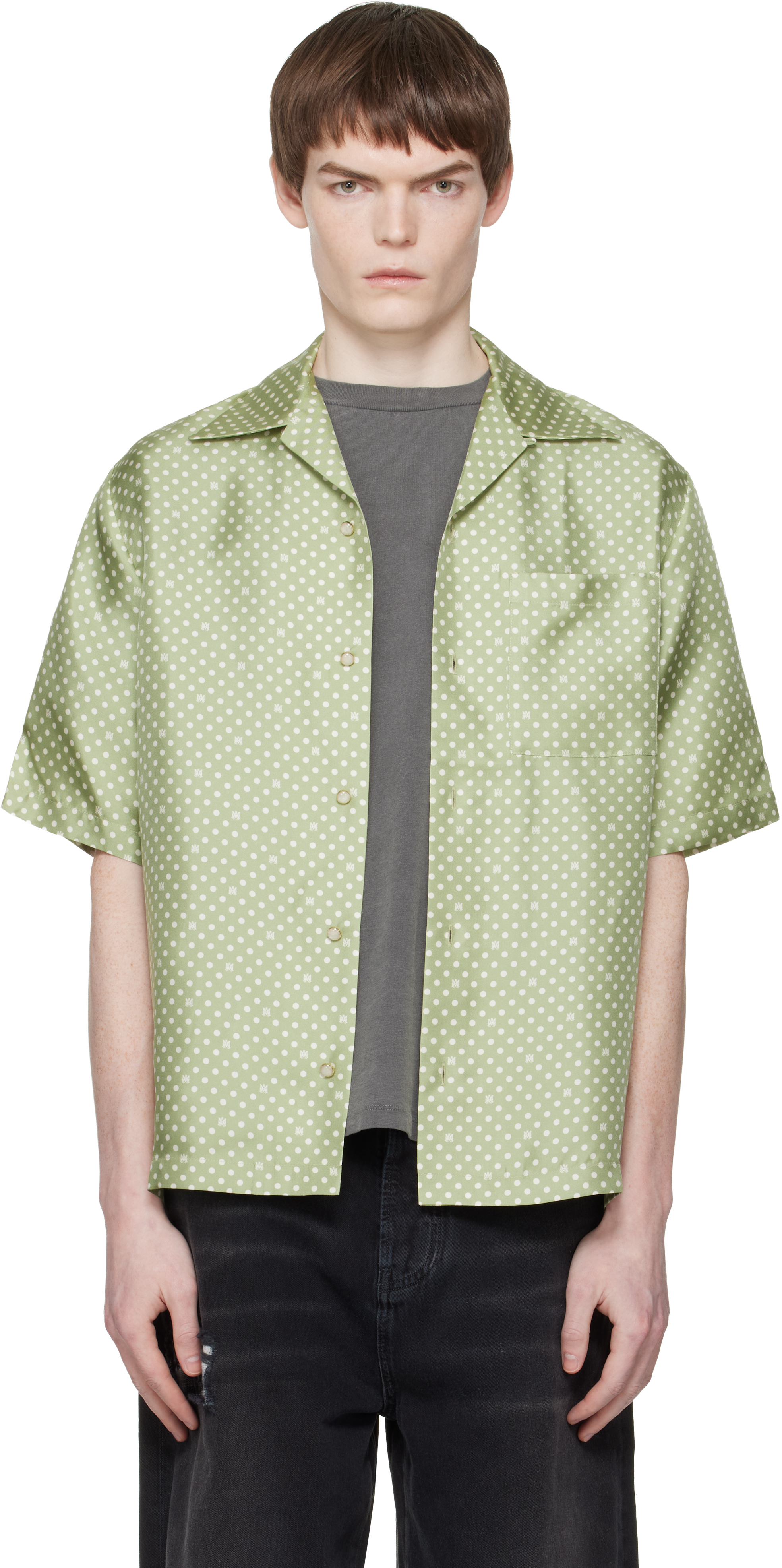 green polka dot dress shirt S Aqua George Polka Dot Dress Shirt