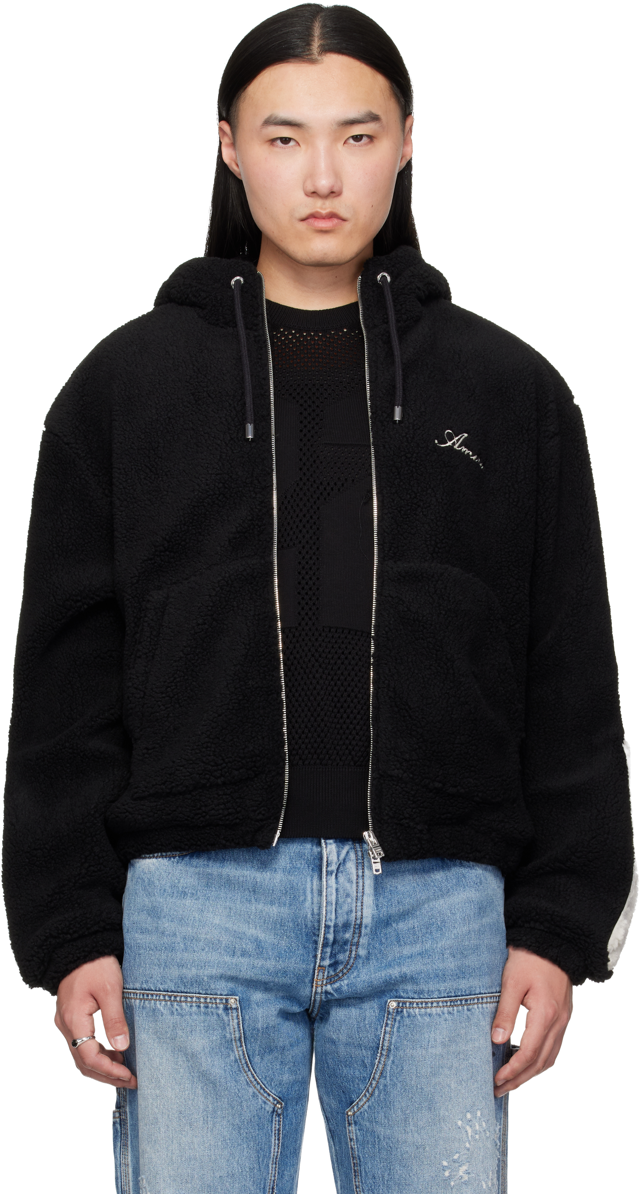 AMIRI Black Bones Fleece Zip Hoodie