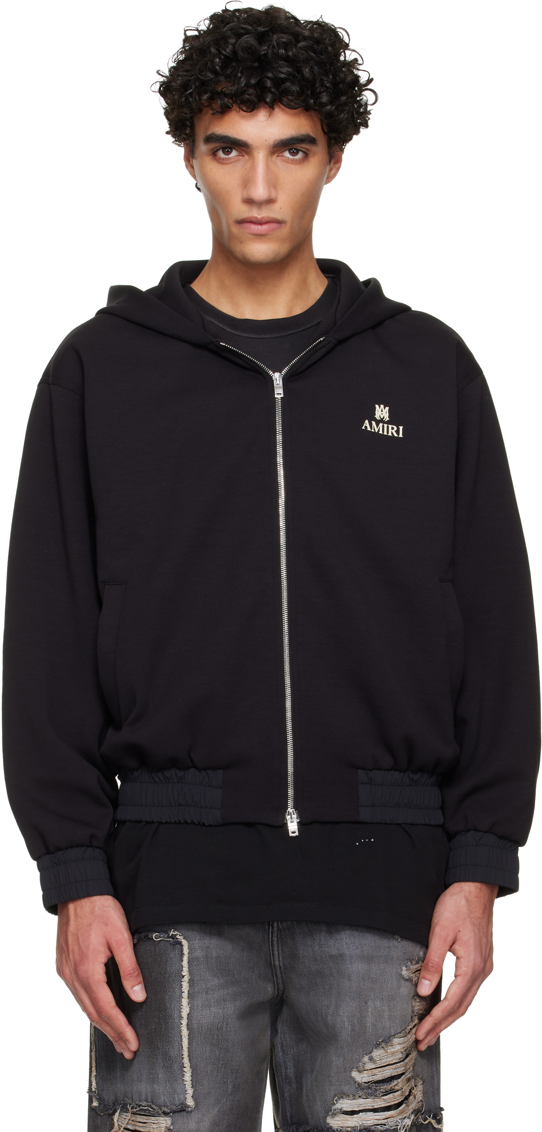 AMIRI アミリMA フーディ ブラック サイズS AMIRI（アミリ） MA LOGO HOODIE ロゴプリントプルオーバーパーカー