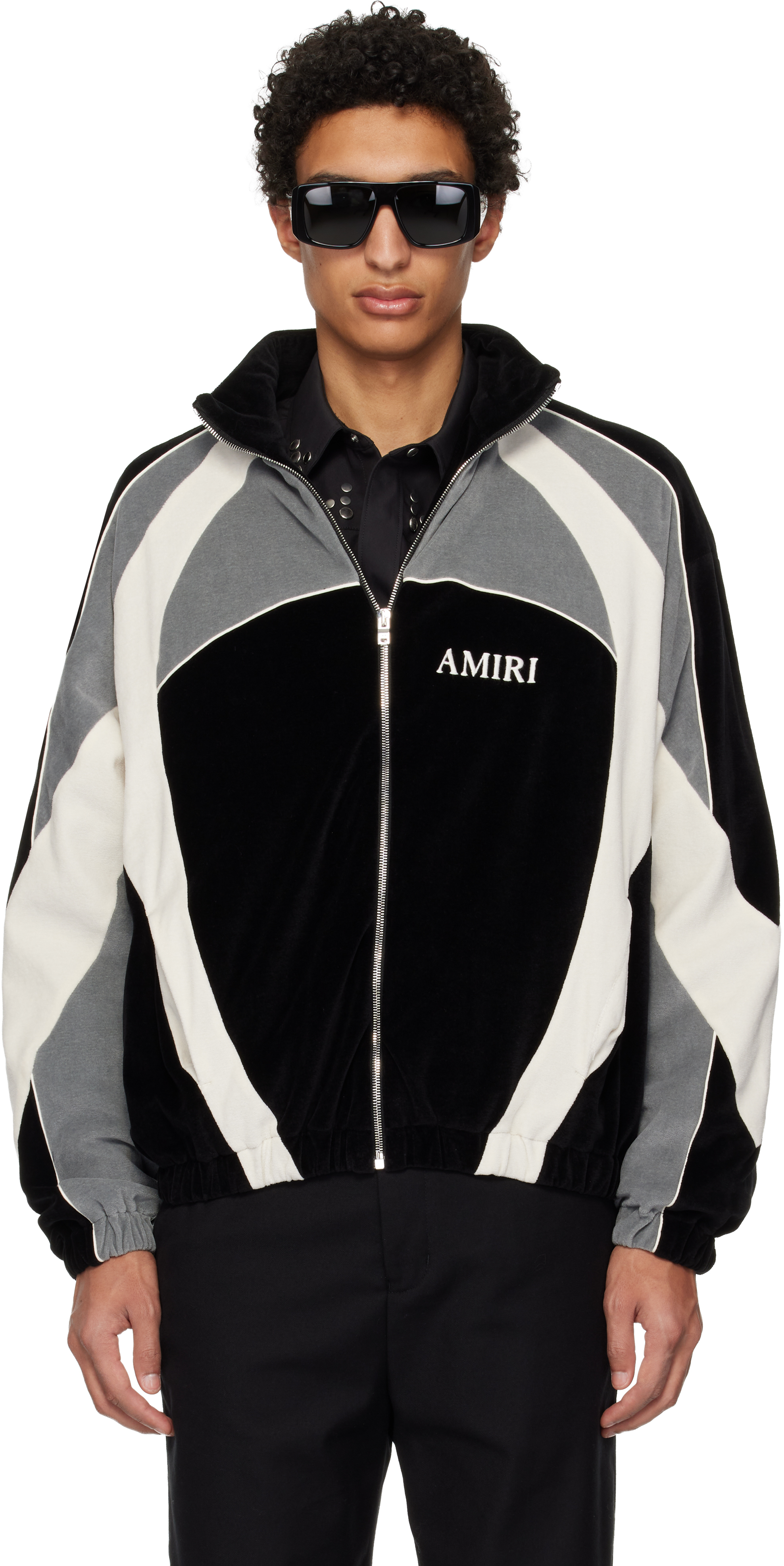 AMIRI: ブラック＆グレー オーバーサイズ パネル トラックジャケット