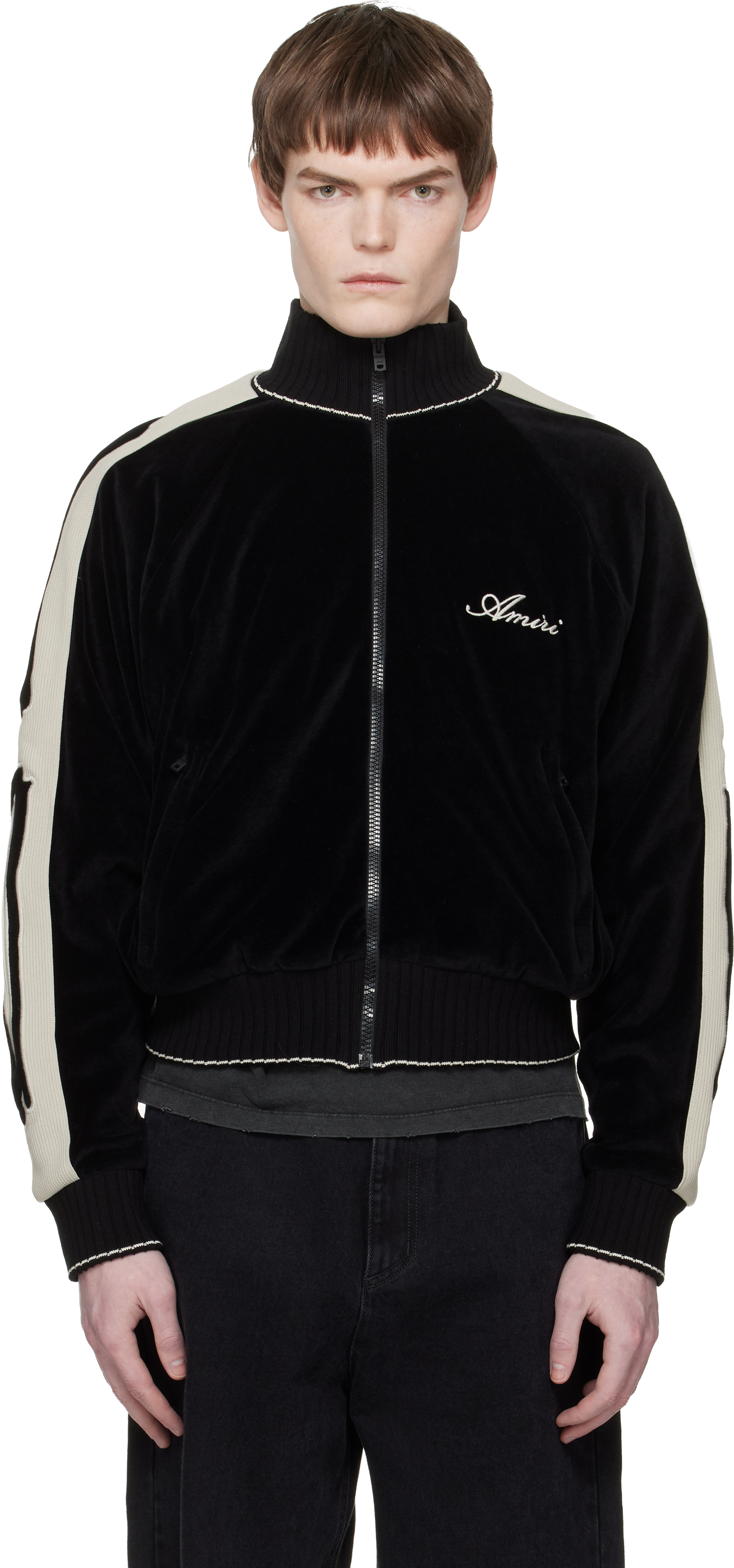 AMIRI: ブラック Bones トラックジャケット | SSENSE 日本