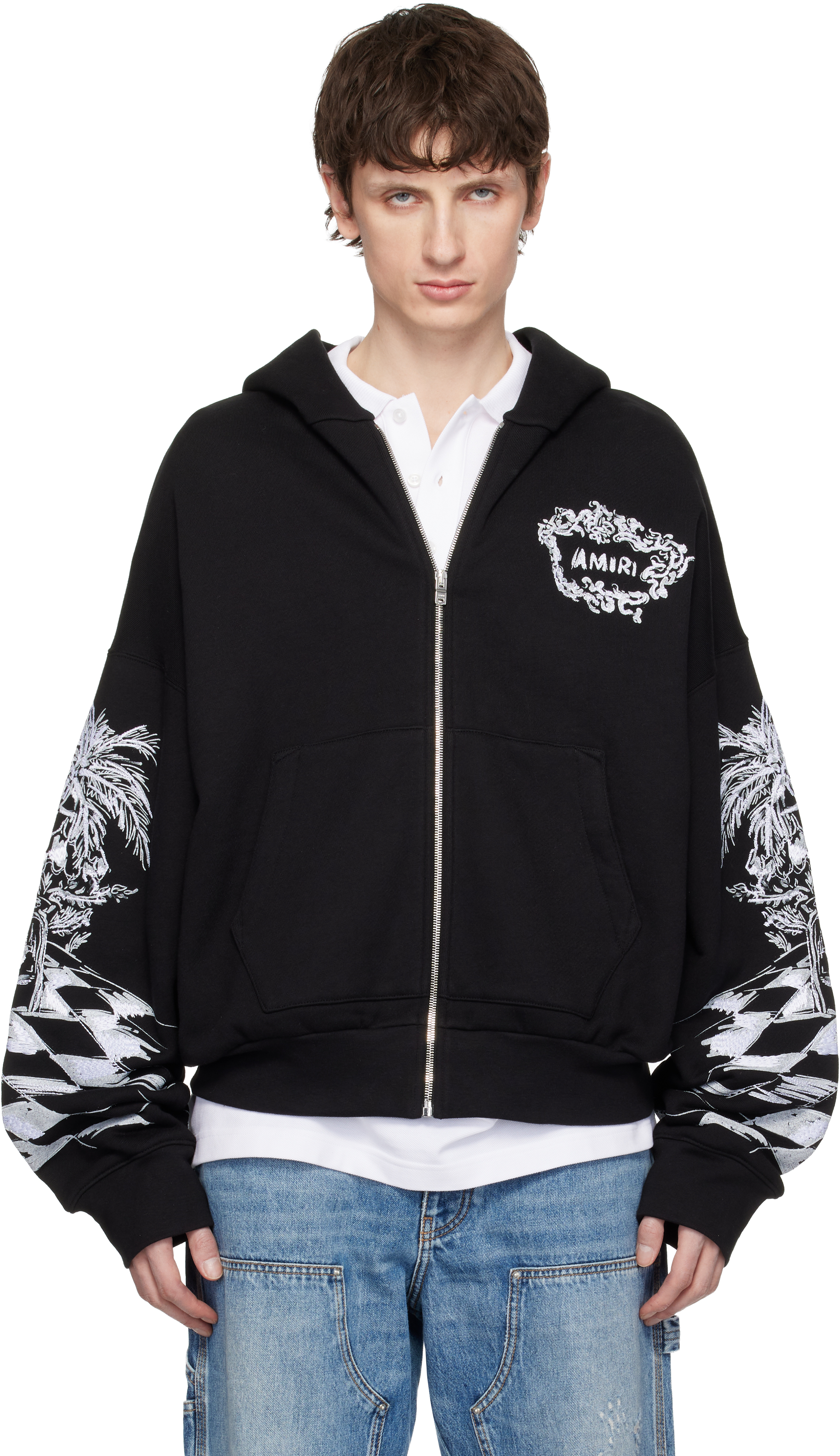 Black Chateau Sketch Zip Hoodie by AMIRI on Sale Black Chateau Sketch Zip Hoodie by AMIRI on Sale