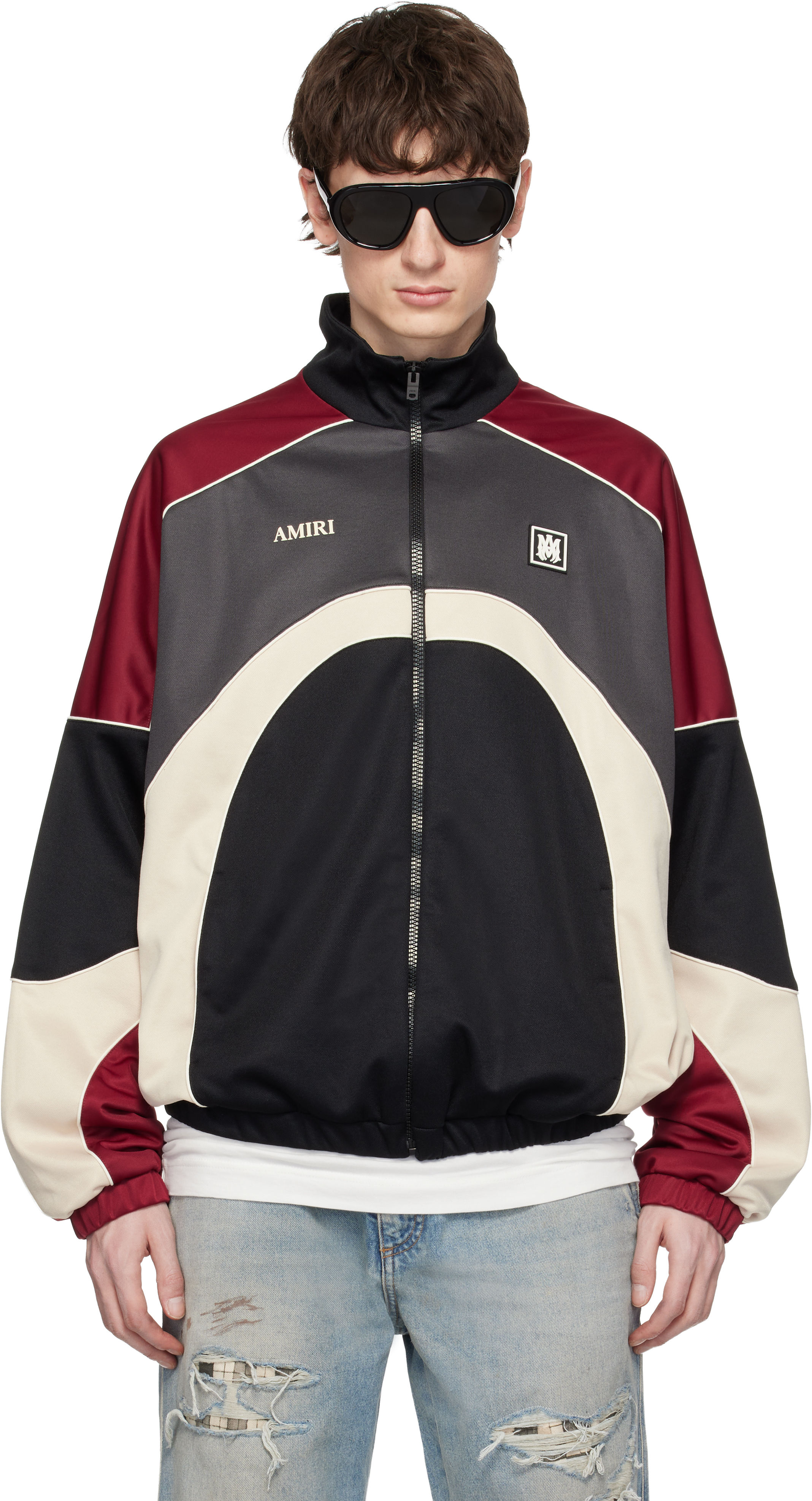 Multicolor Oversized Panel Track Jacket by AMIRI on Sale Multicolor Oversized Panel Track Jacket by AMIRI on Sale