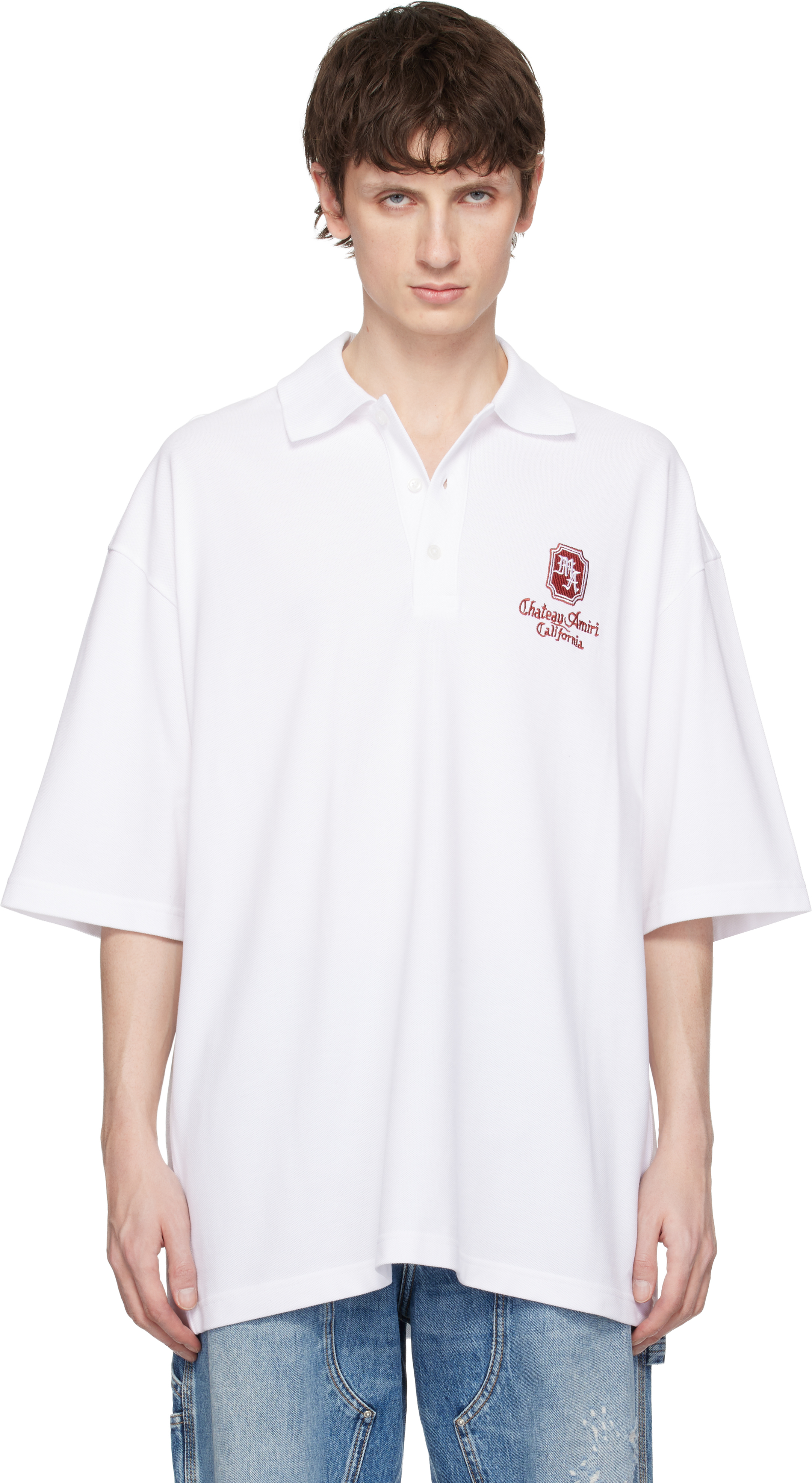 AMIRI White 'MA Chateau' Polo