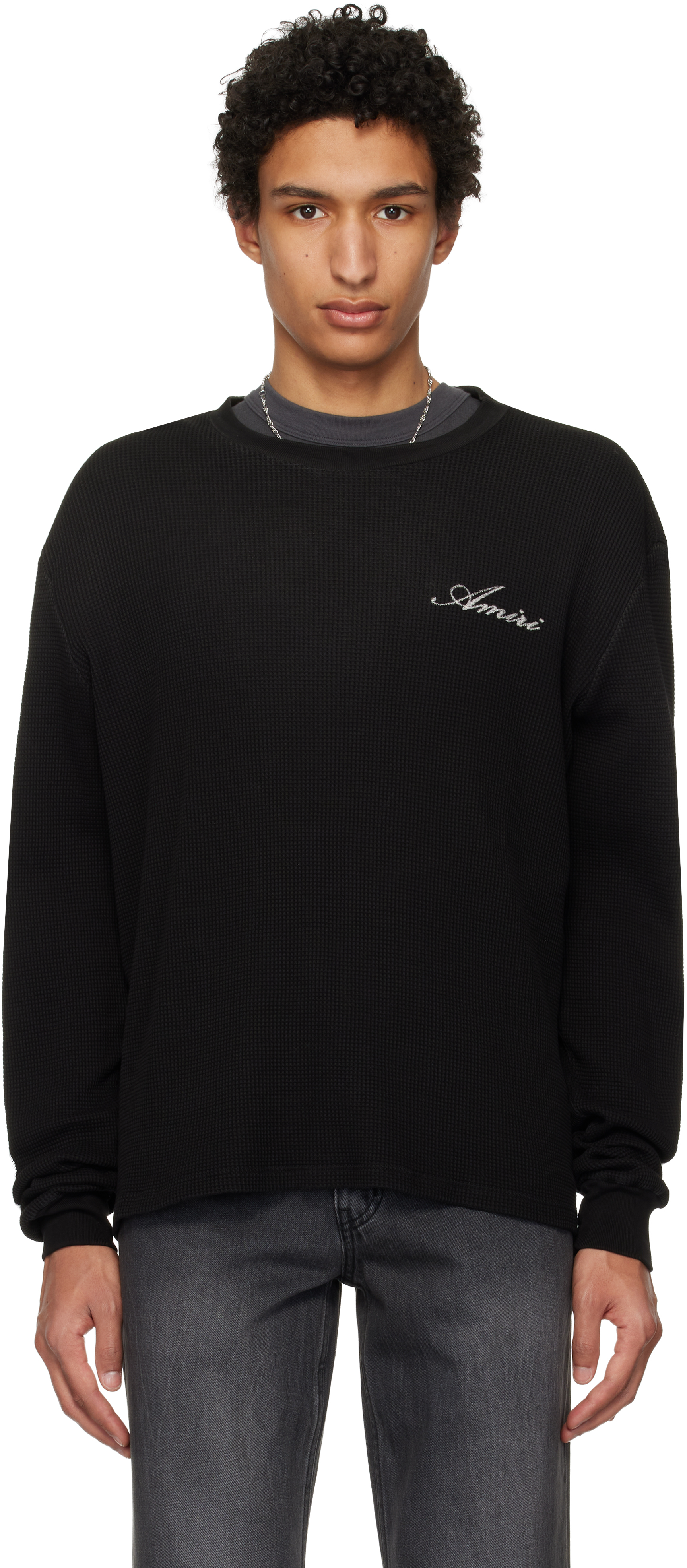 AMIRI: ブラック Bones 長袖Tシャツ | SSENSE 日本