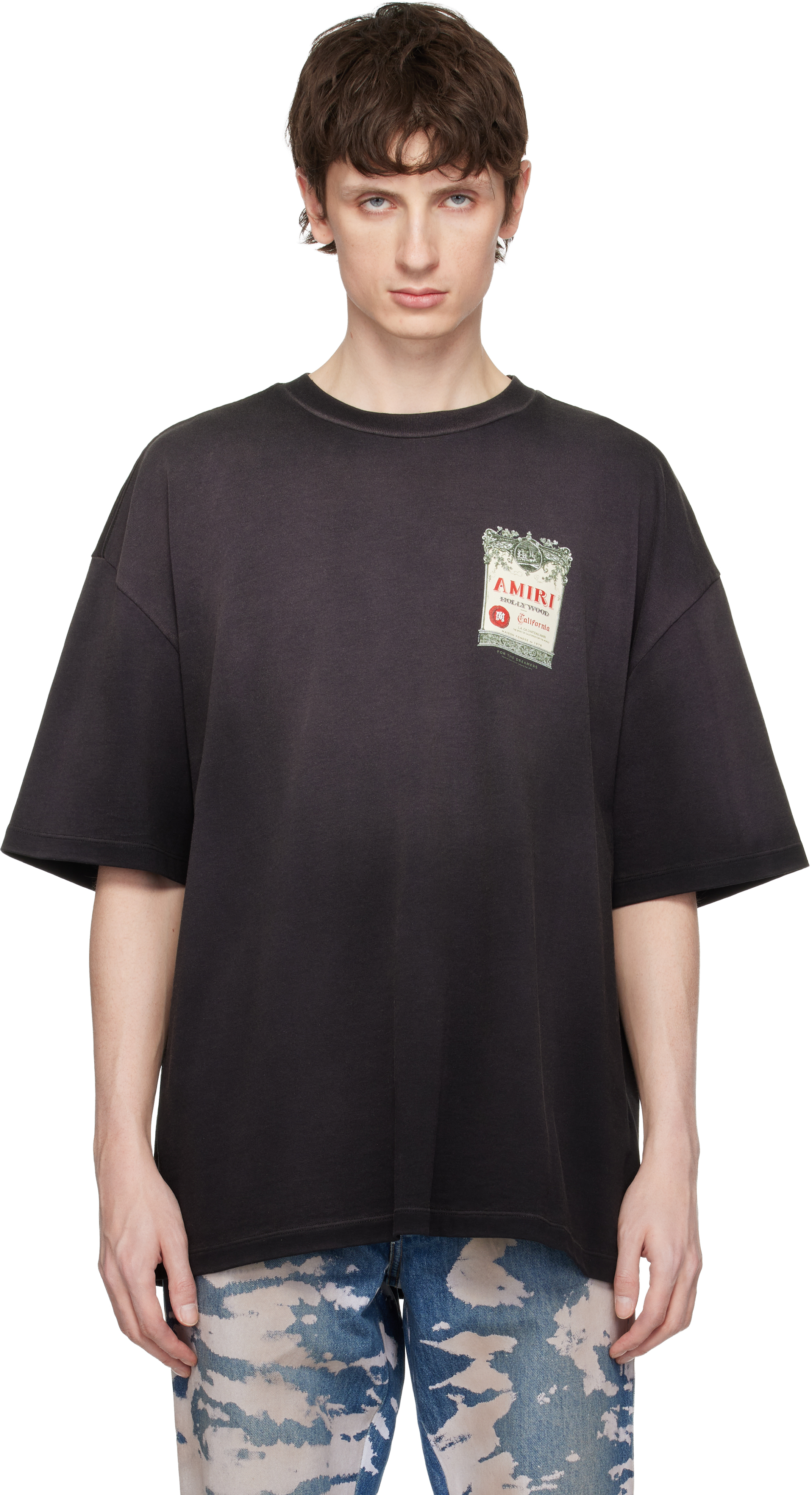 AMIRI: Black Chateau Stamp Oversized T-shirt | SSENSE Canada