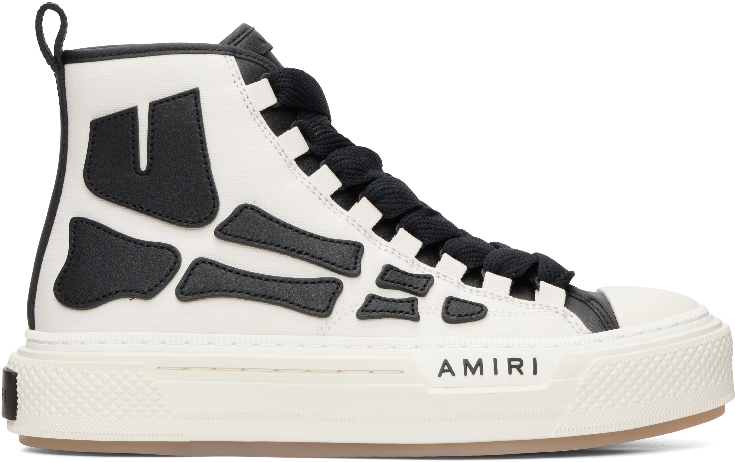 AMIRI: ブラック＆ホワイト Skel Court Hi カットスニーカー | SSENSE 日本
