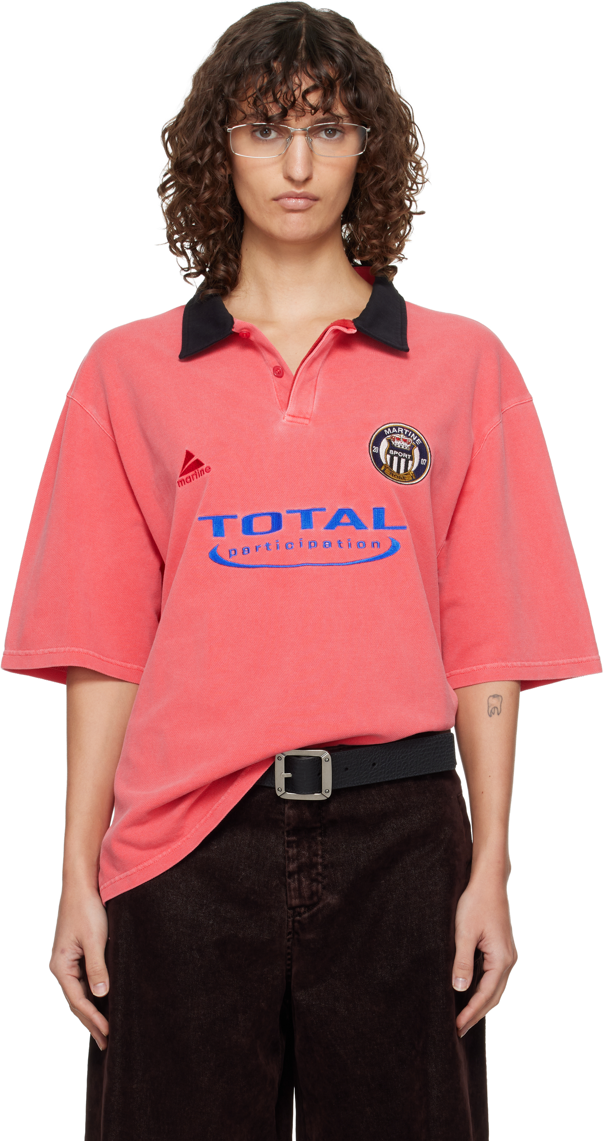 Martine Rose: ピンク S/S 'Total' Sports オーバーサイズ ポロシャツ