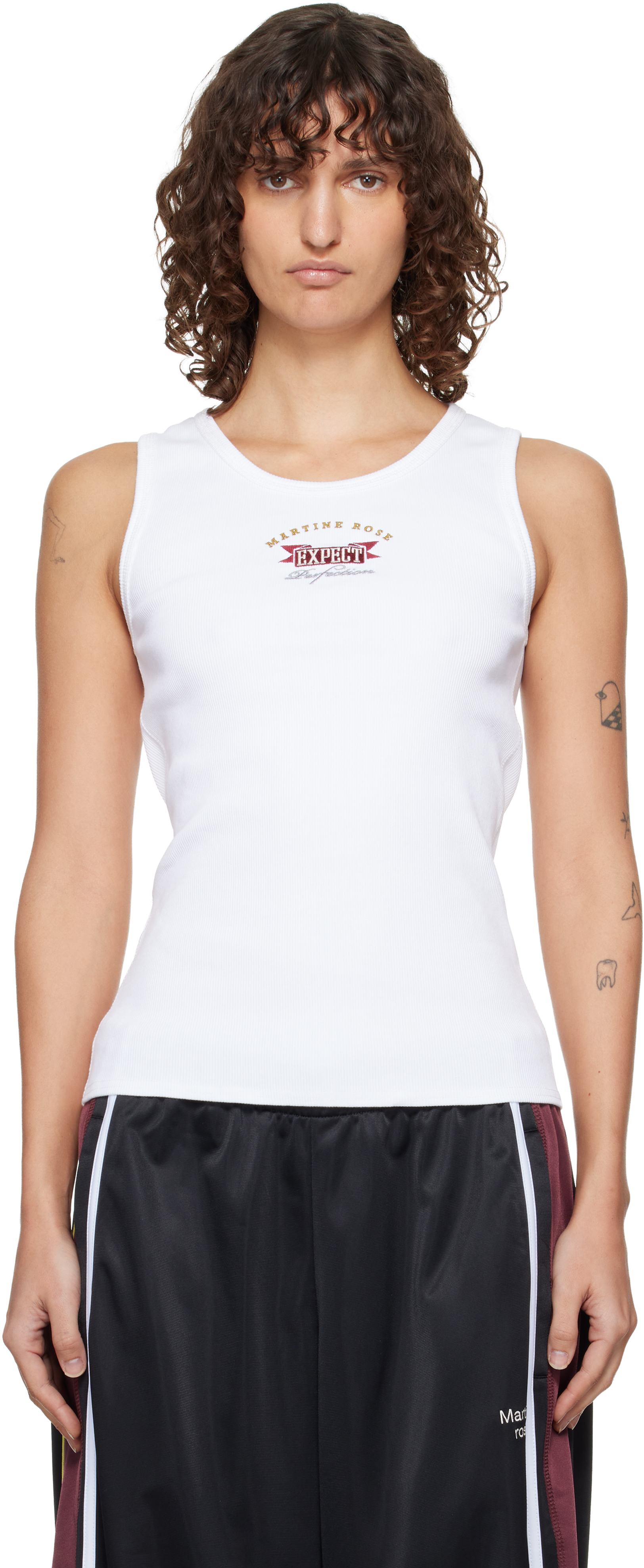 White Embroidered-Logo Tank Top by Martine Rose on Sale