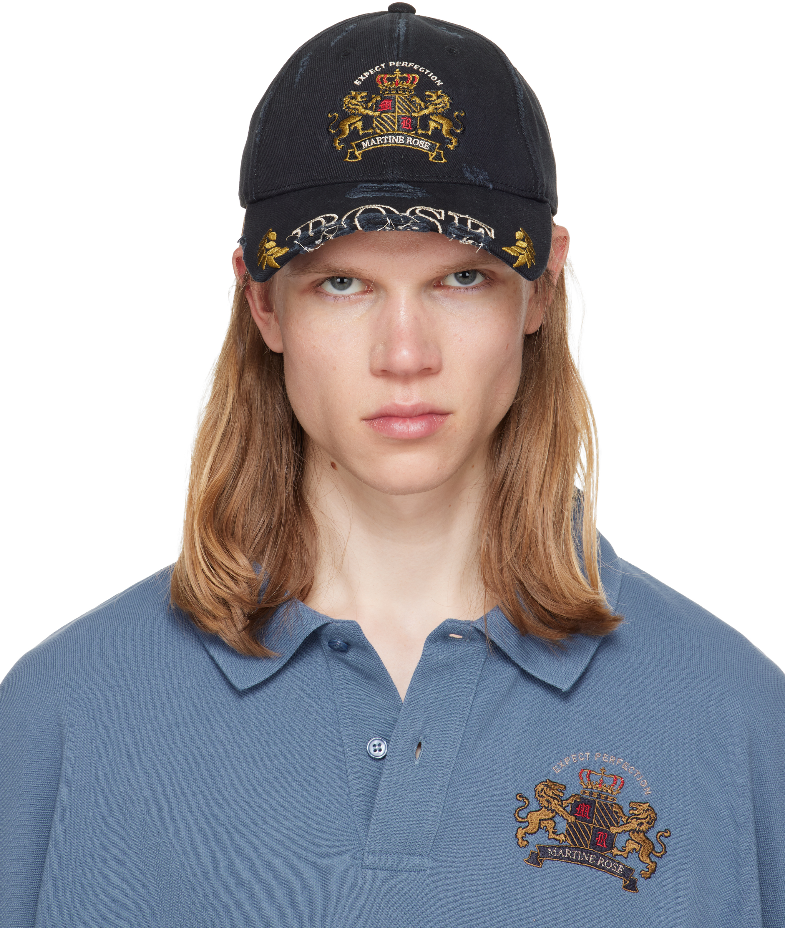 Martine Rose カットキャップ Martine Rose Cut Peak Back Cap in Black for Men | Lyst