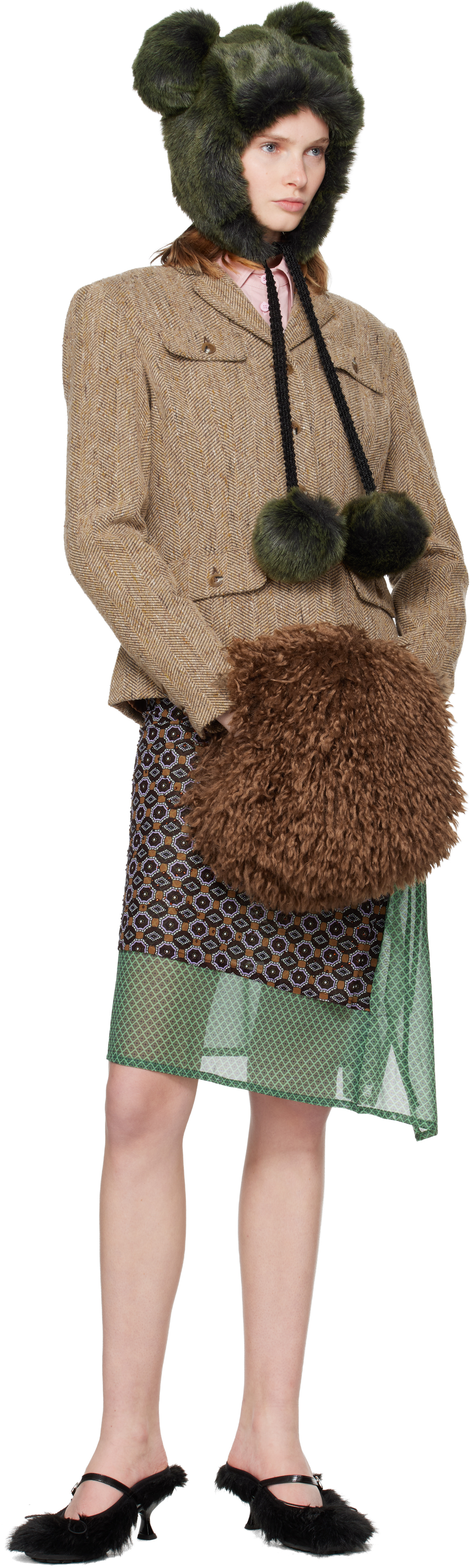 Anna Sui Ssense Exclusive Brown Faux-fur Muff Hand Warmer In Brown