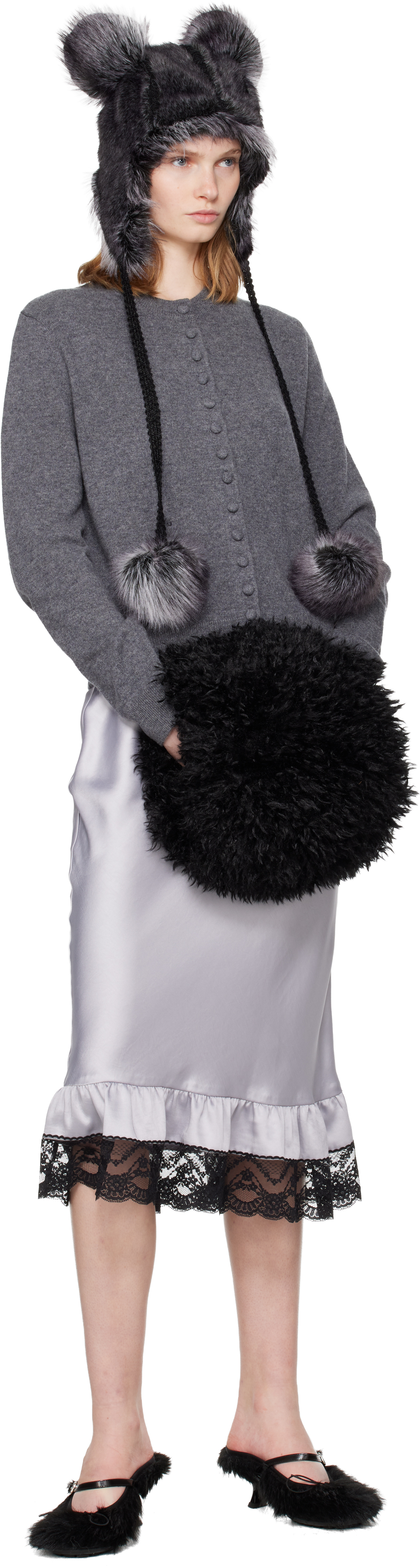 Anna Sui Ssense Exclusive Black Faux-fur Muff Hand Warmer In Black