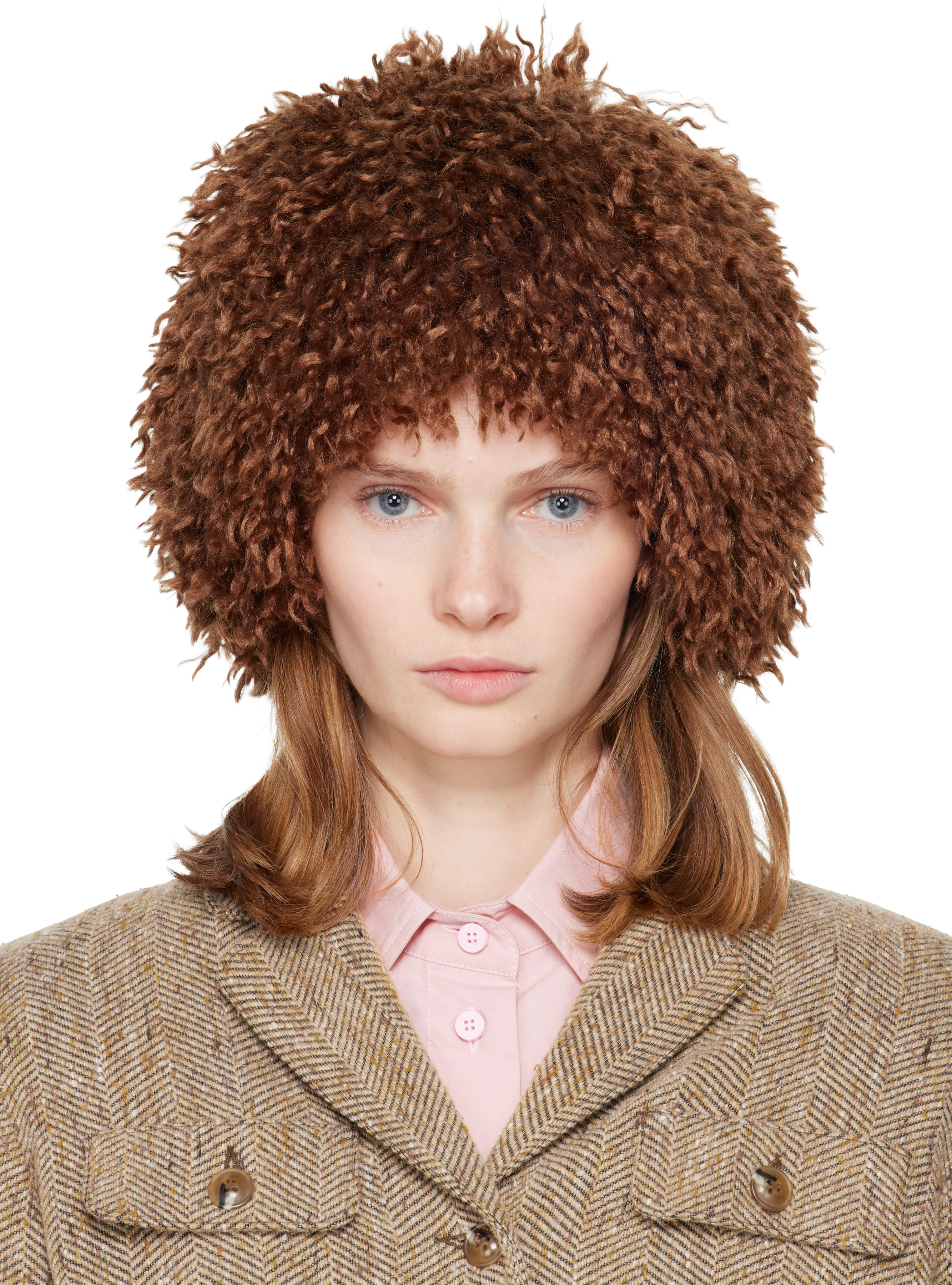 Anna Sui: SSENSE Exclusive Brown Faux Fur Beanie | SSENSE