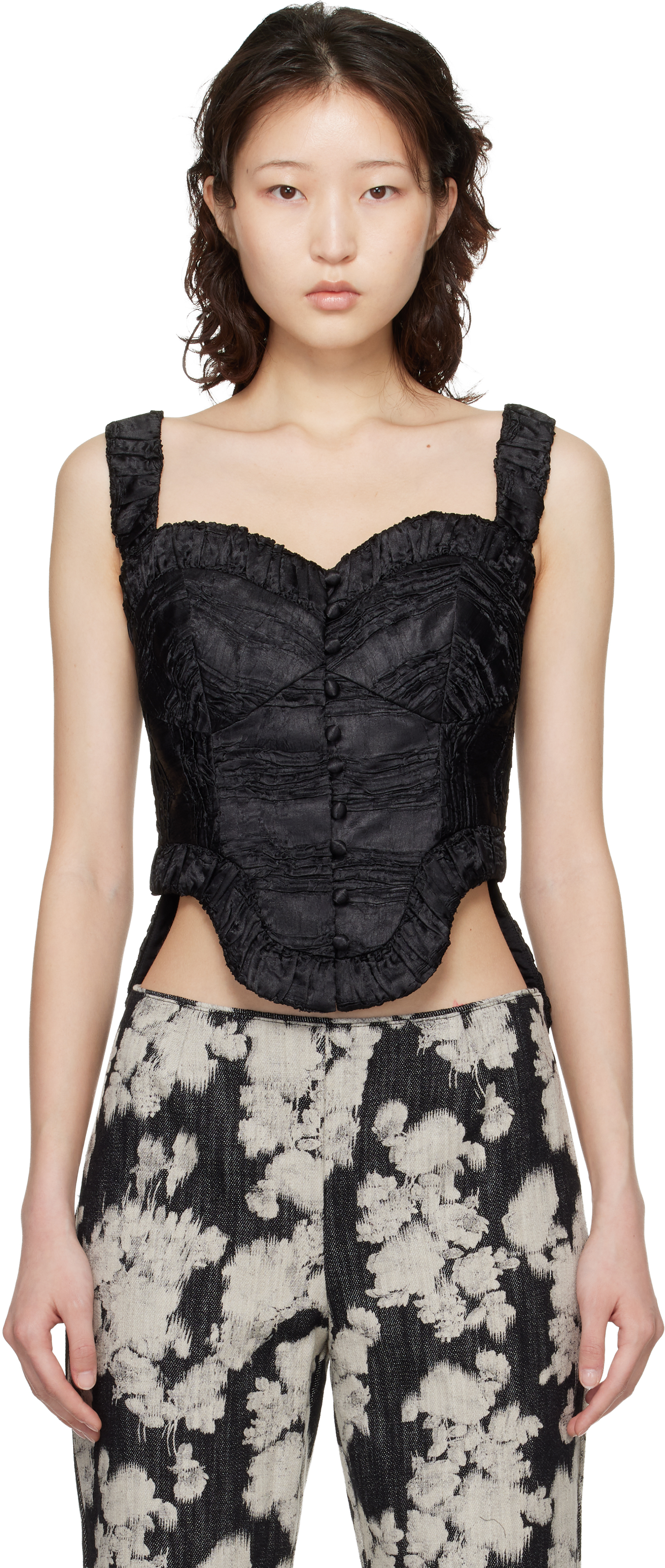 Anna Sui: Black Corset Top | SSENSE