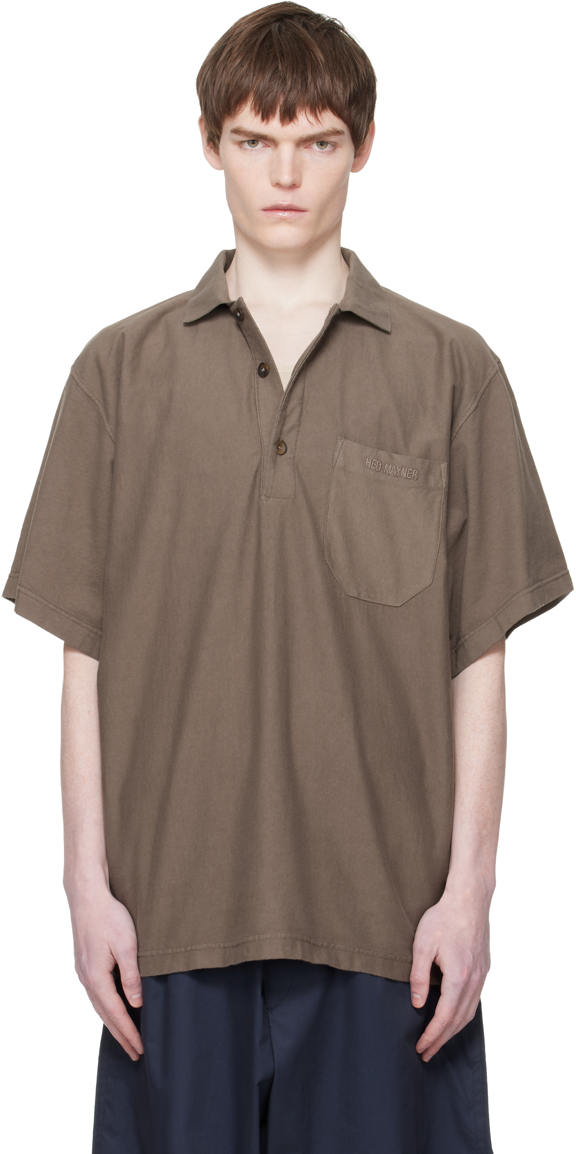 Hed Mayner: Taupe Garment-Dyed Polo | SSENSE