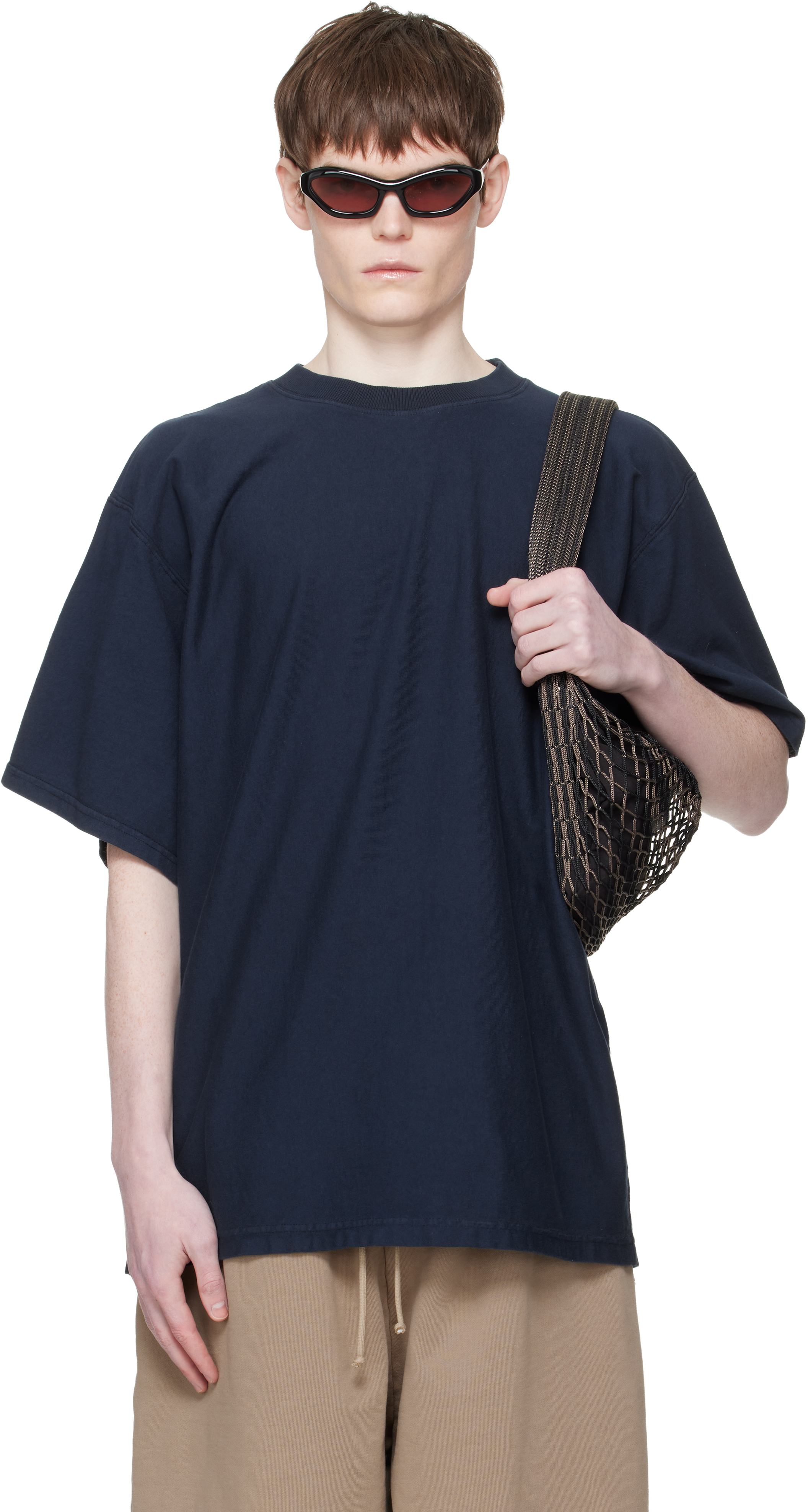 Hed Mayner: Navy Embroidered-Logo T-shirt | SSENSE