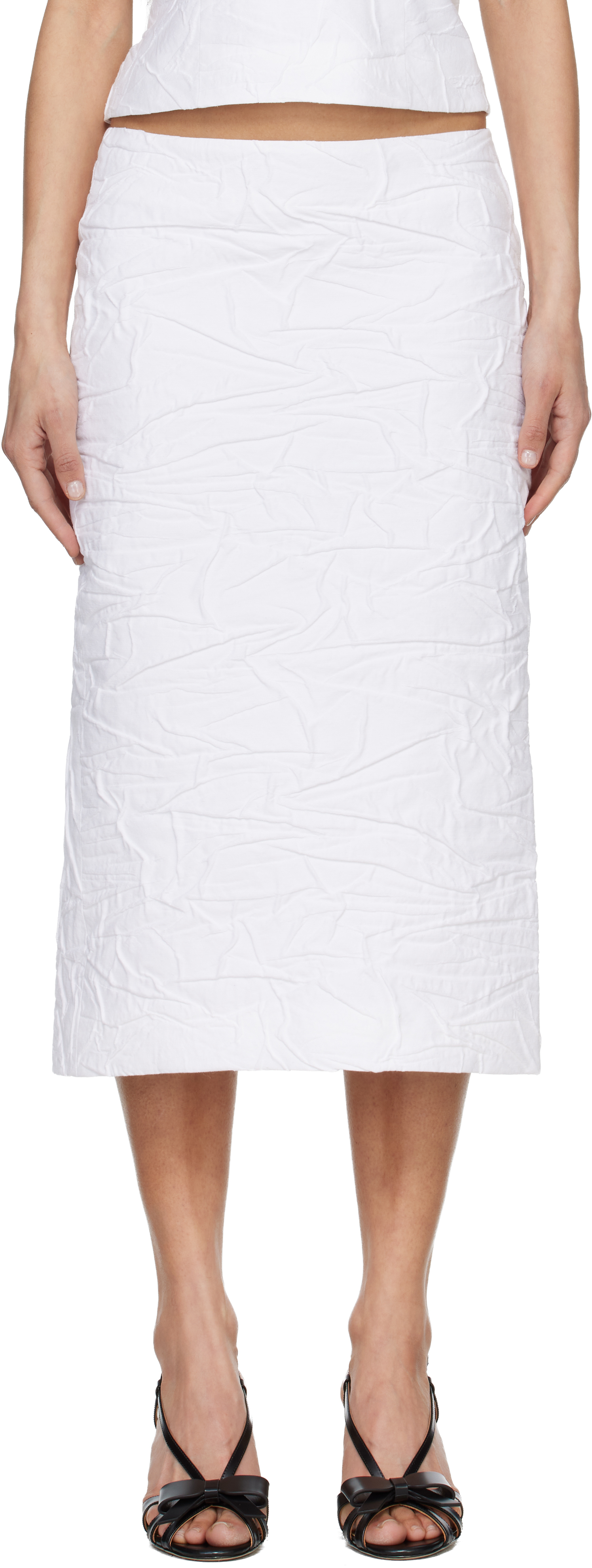 SHUSHU/TONG: White Trumpet Hem Midi Skirt | SSENSE Canada