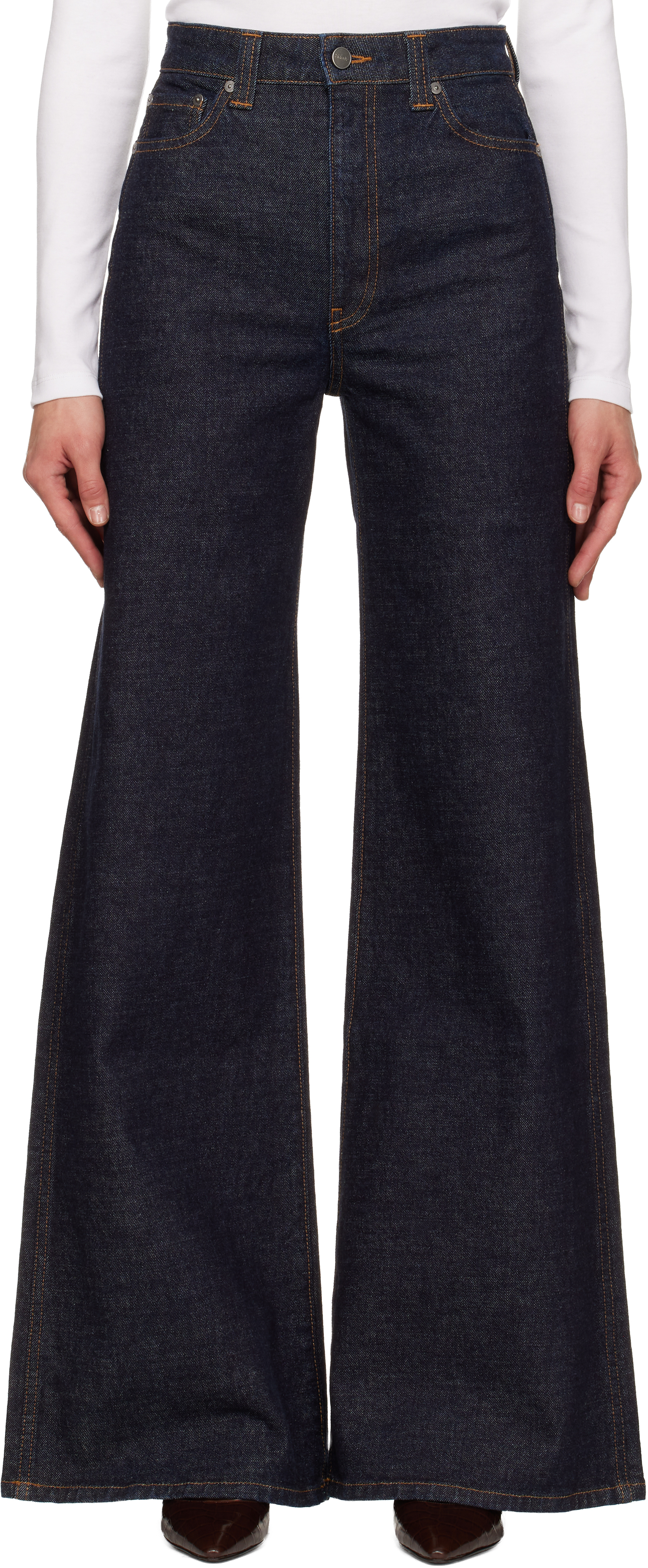 KHAITE: Indigo Dane Stretch Jeans | SSENSE Canada