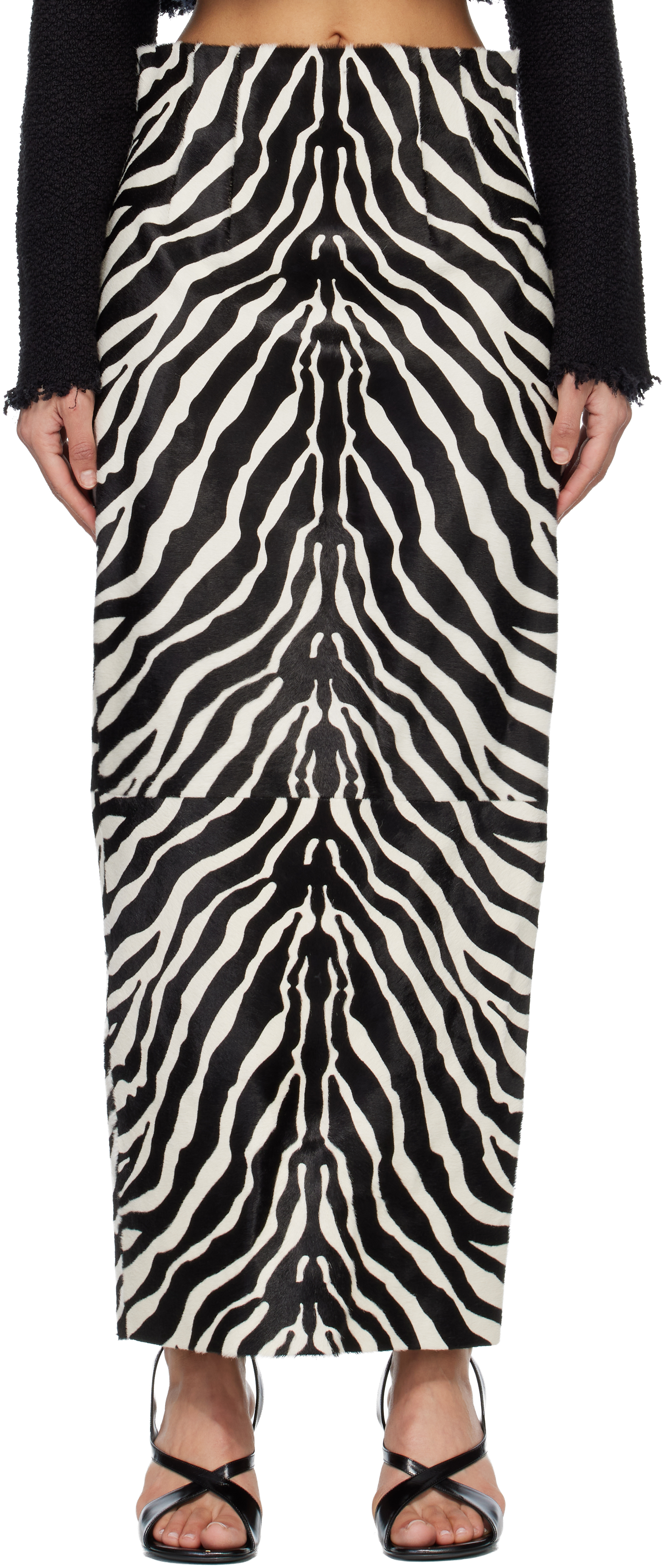 KHAITE: Black & White Loxley Maxi Skirt | SSENSE