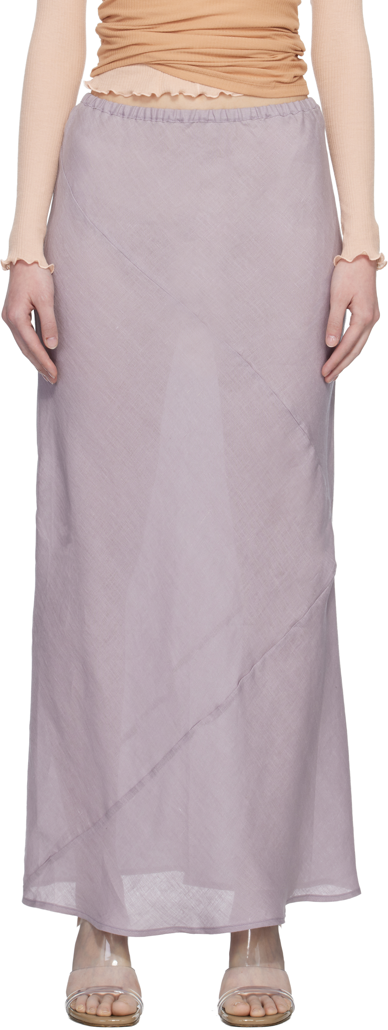 Baserangeのパープル Fine Linen Larva マキシスカートがセール中