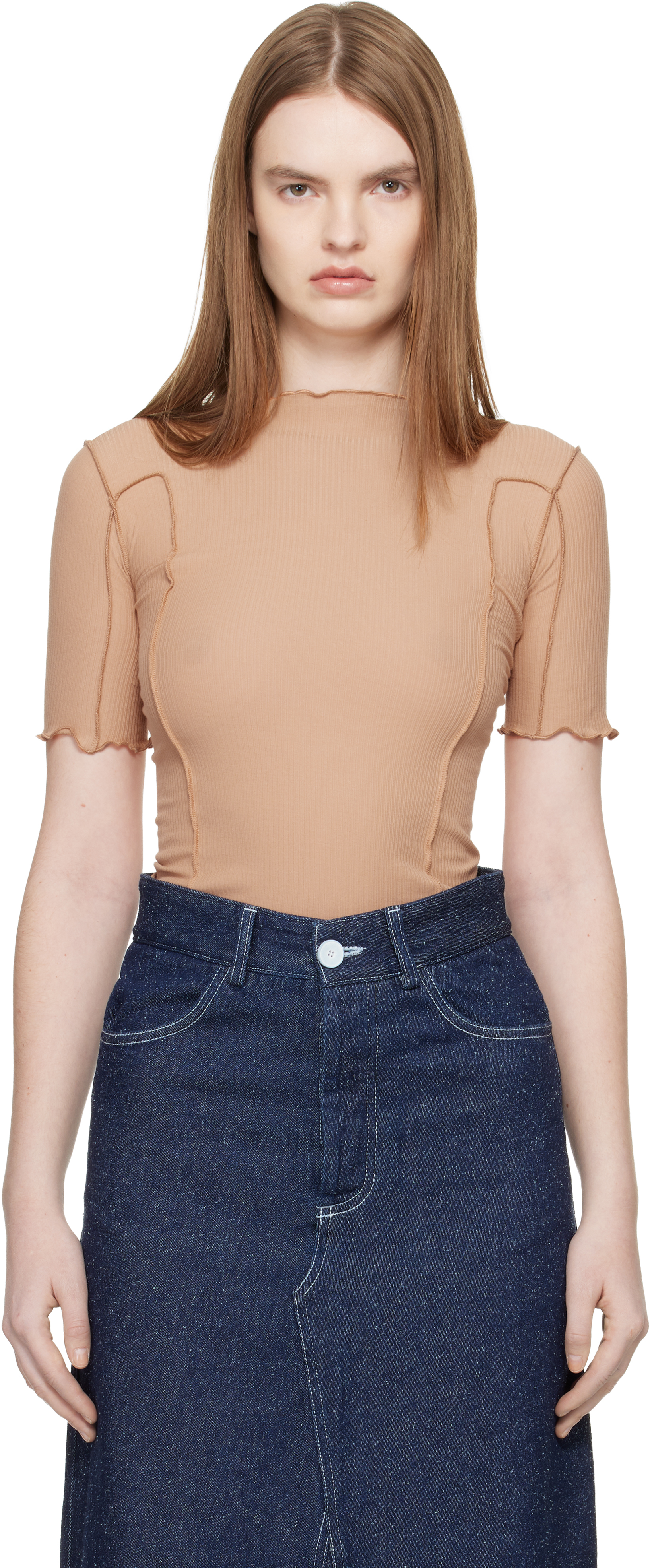 Tan Omato 3/4 T-shirt by Baserange on Sale
