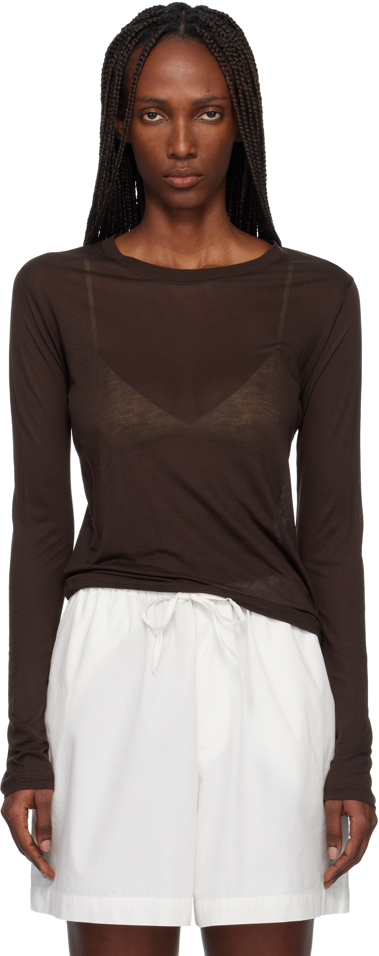 Baserange: Brown Long Sleeve T-shirt | SSENSE