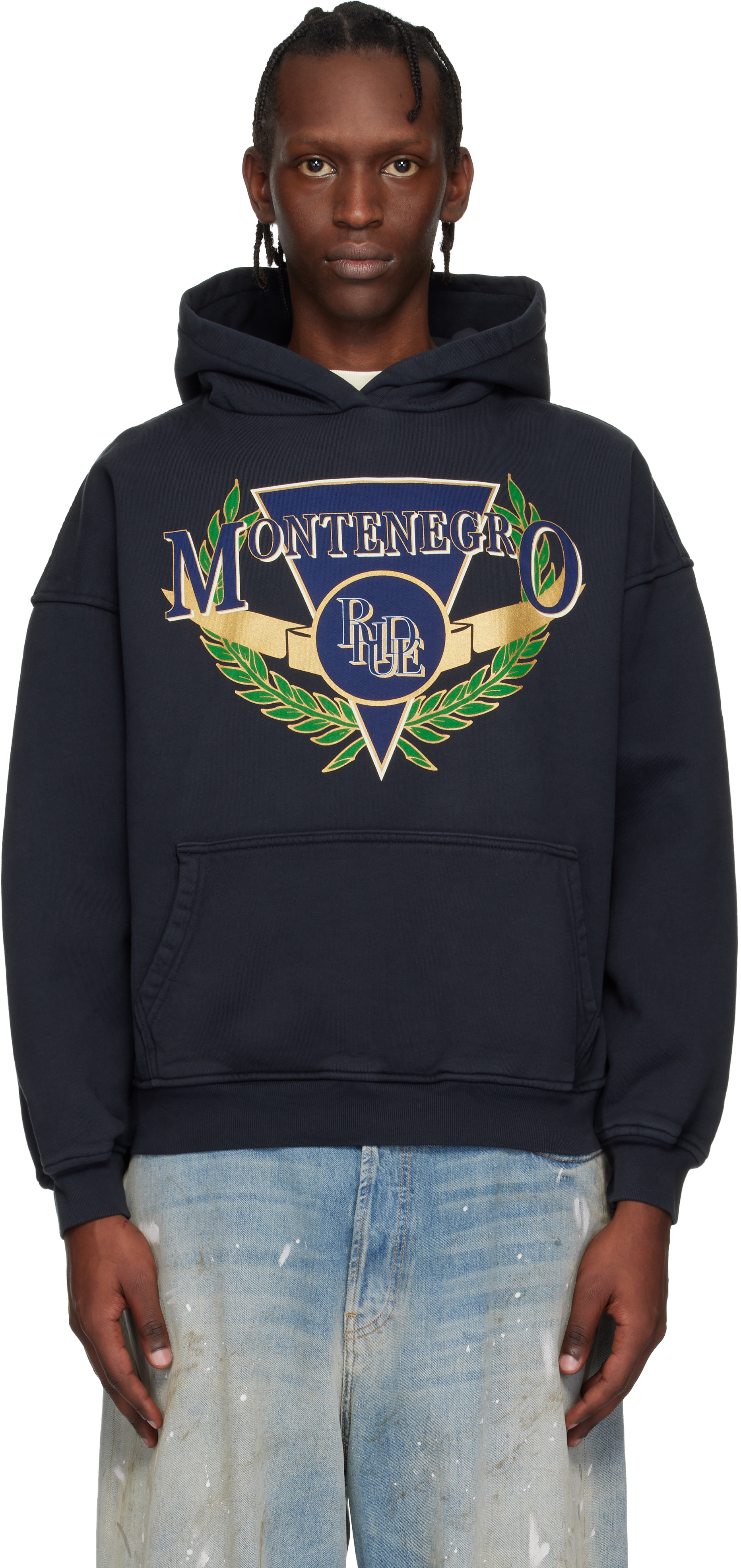 Rhude: Black Montenegro Regatta Hoodie | SSENSE