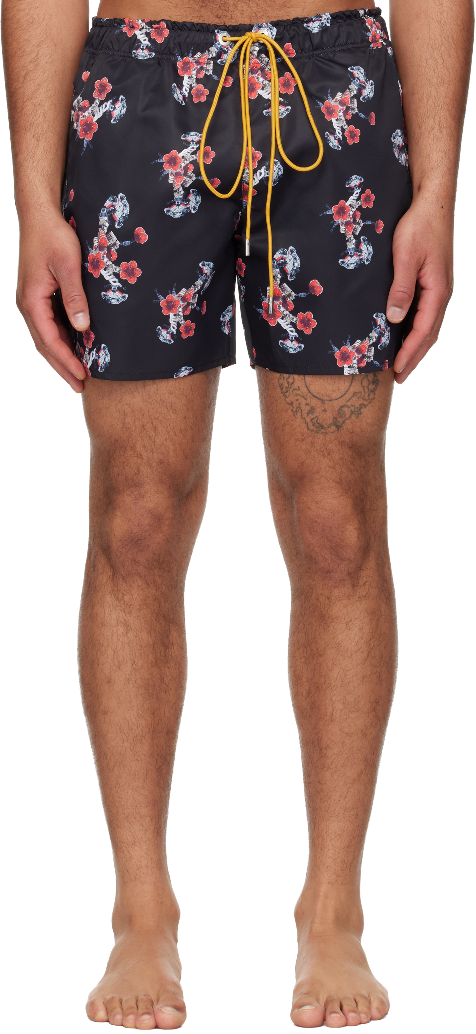 Black & Red Turbo Floral Swim Shorts by Rhude on Sale