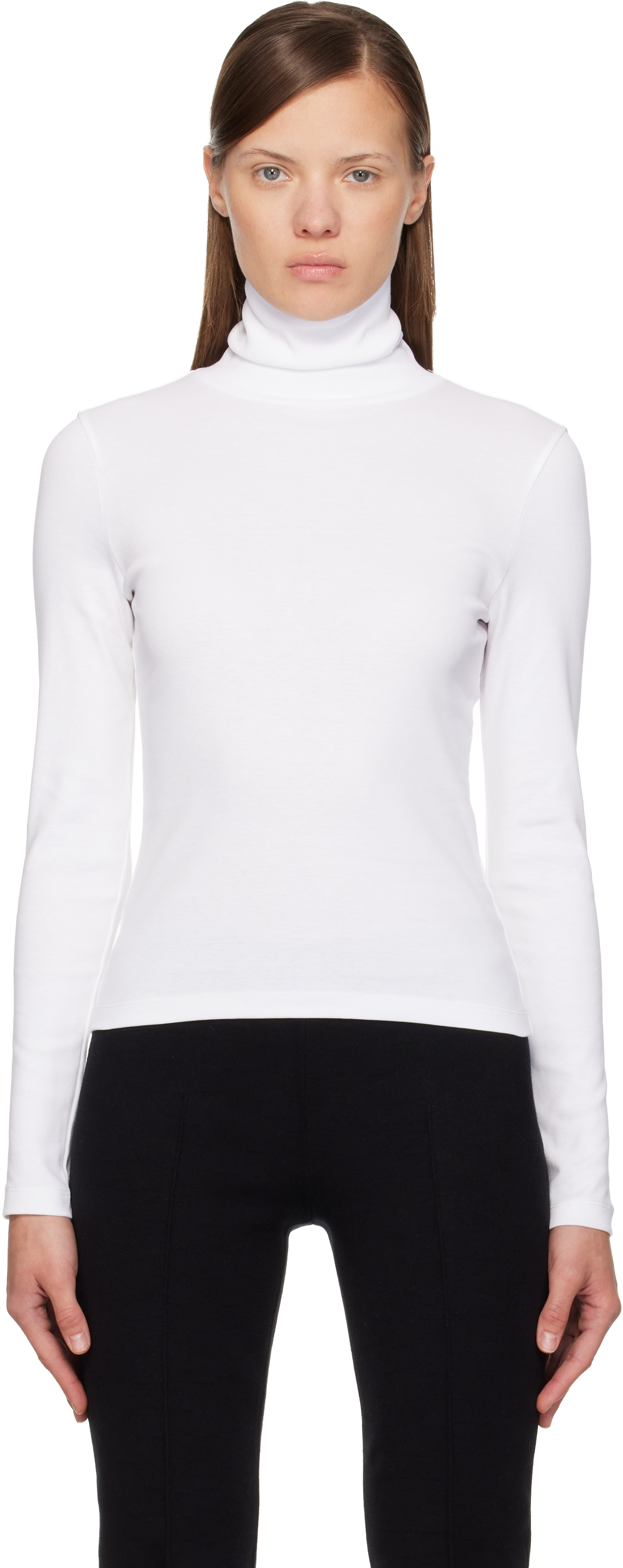Flore Flore Dinah Cotton Turtleneck Top In White