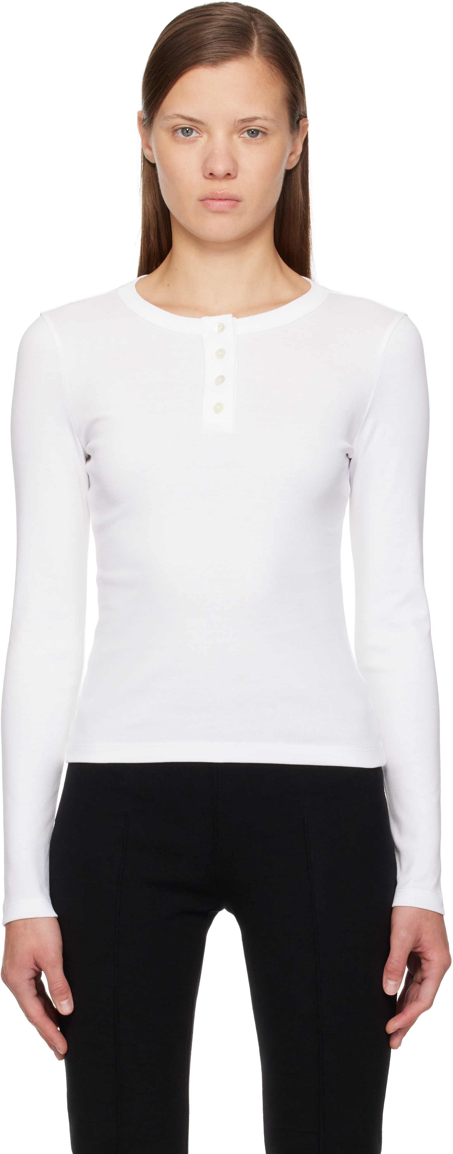 Flore Flore White Jess Longsleeve Henley In White