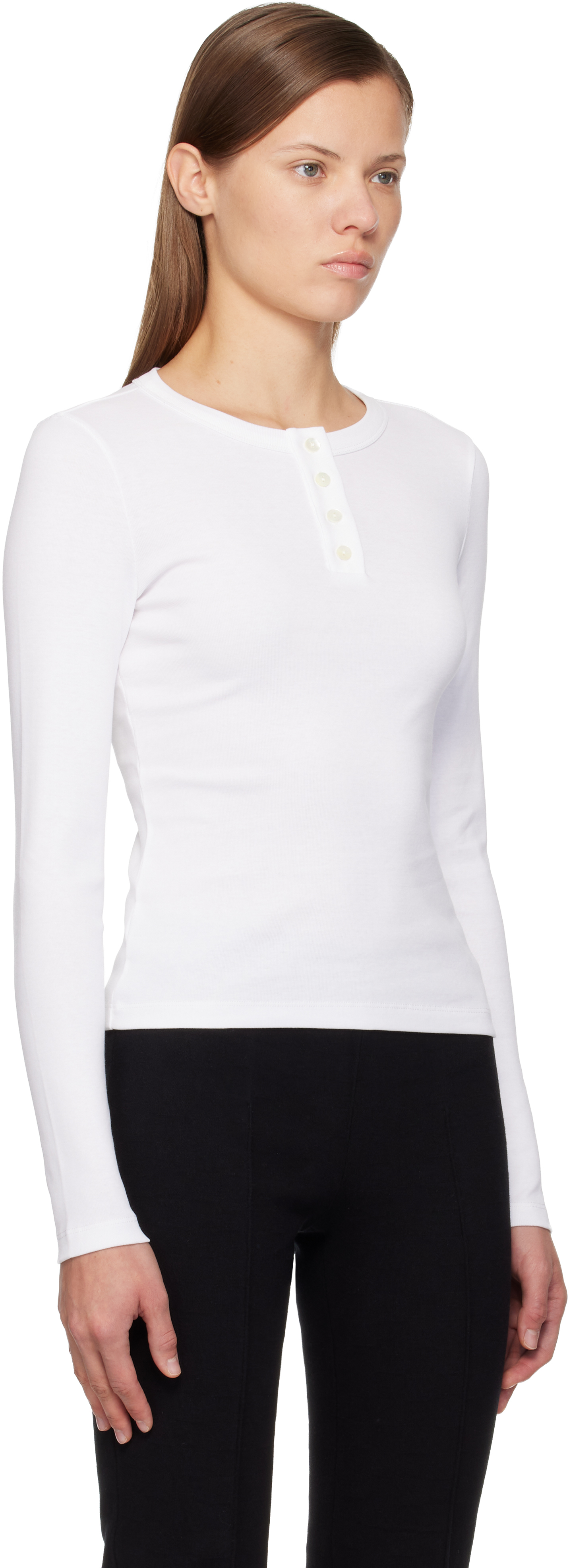Flore Flore White Jess Longsleeve Henley In White
