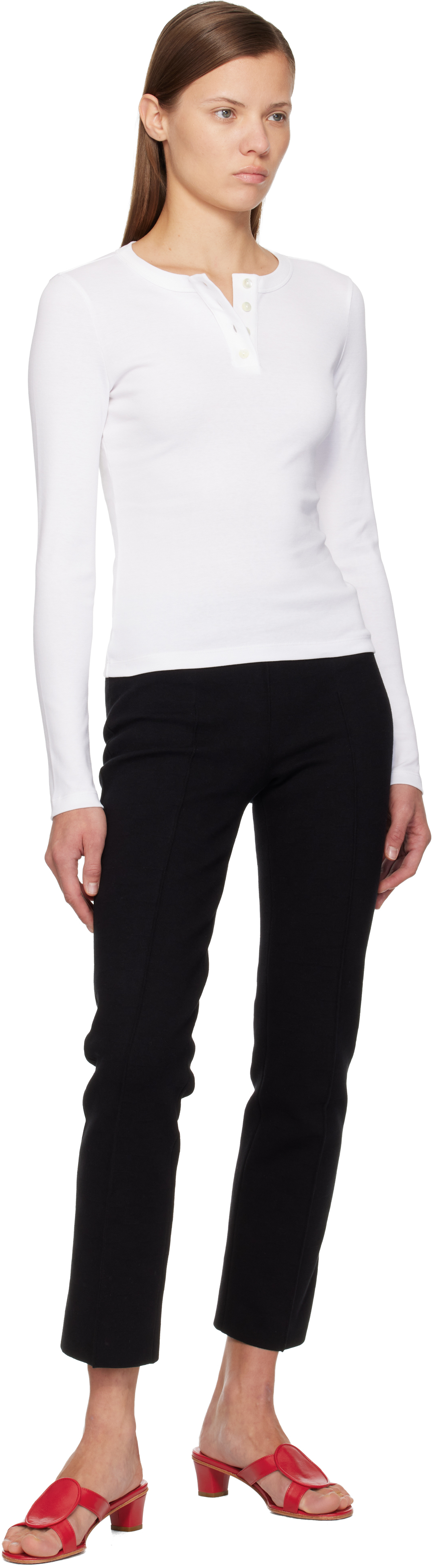 Flore Flore White Jess Longsleeve Henley In White
