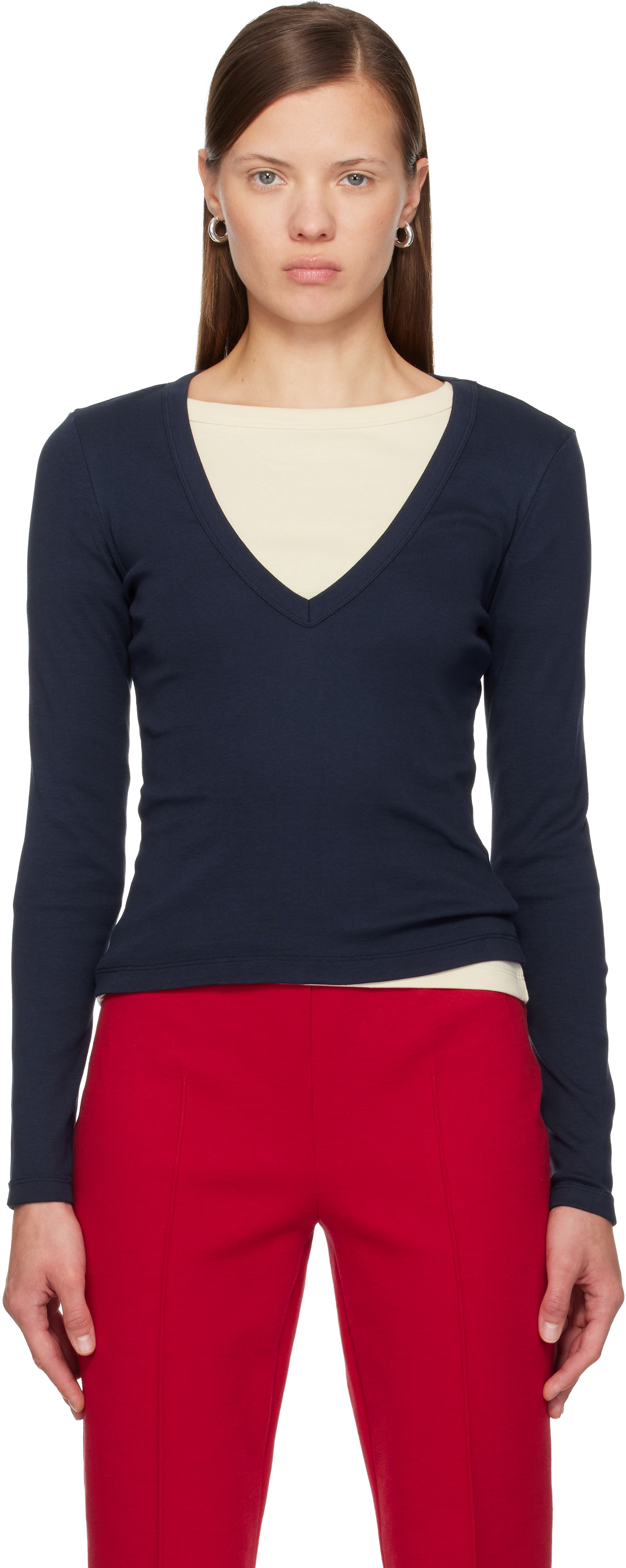 Flore Flore Navy Dewi Longseleve T-shirt In Blue