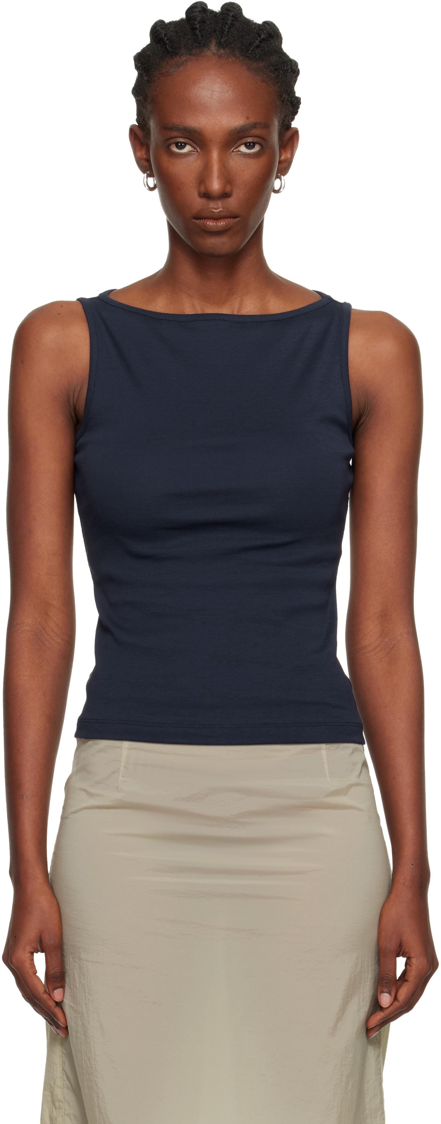 FLORE FLORE Timmi タンクトップ FLORE FLORE: Navy Timmi Tank Top | SSENSE