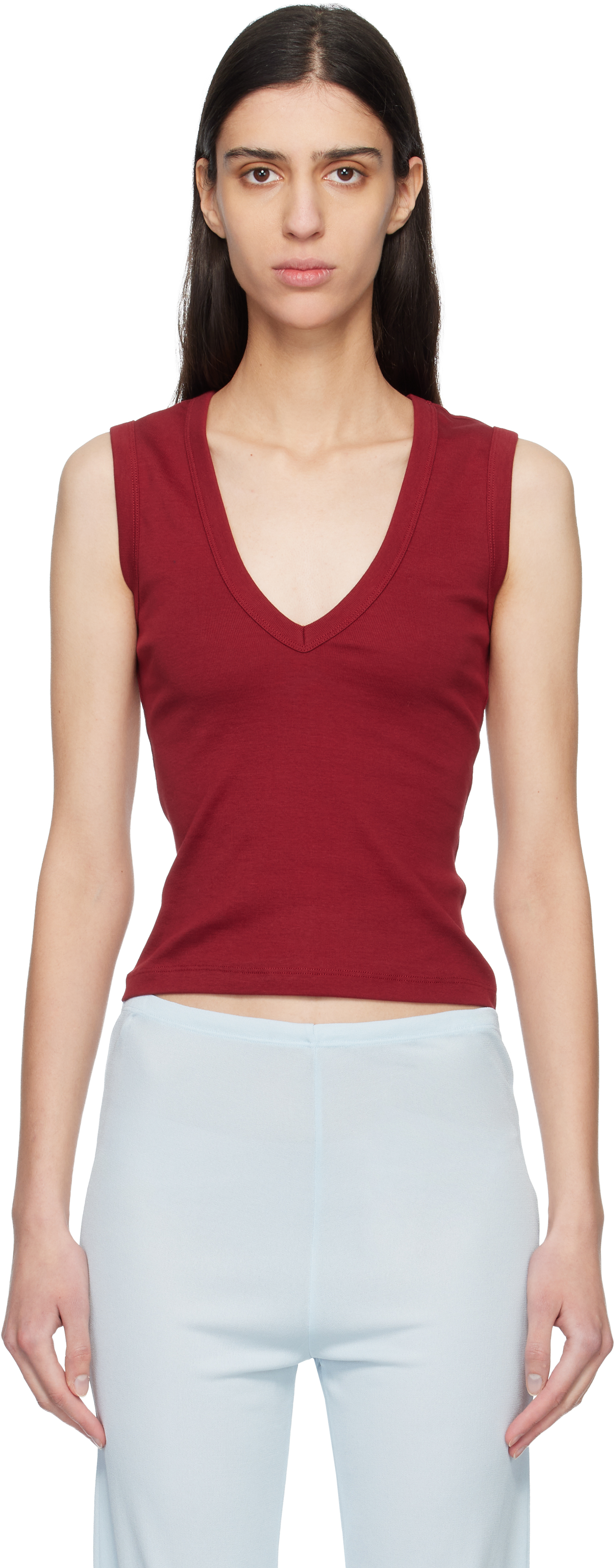 Red Dewi Tank Top by FLORE FLORE on Sale