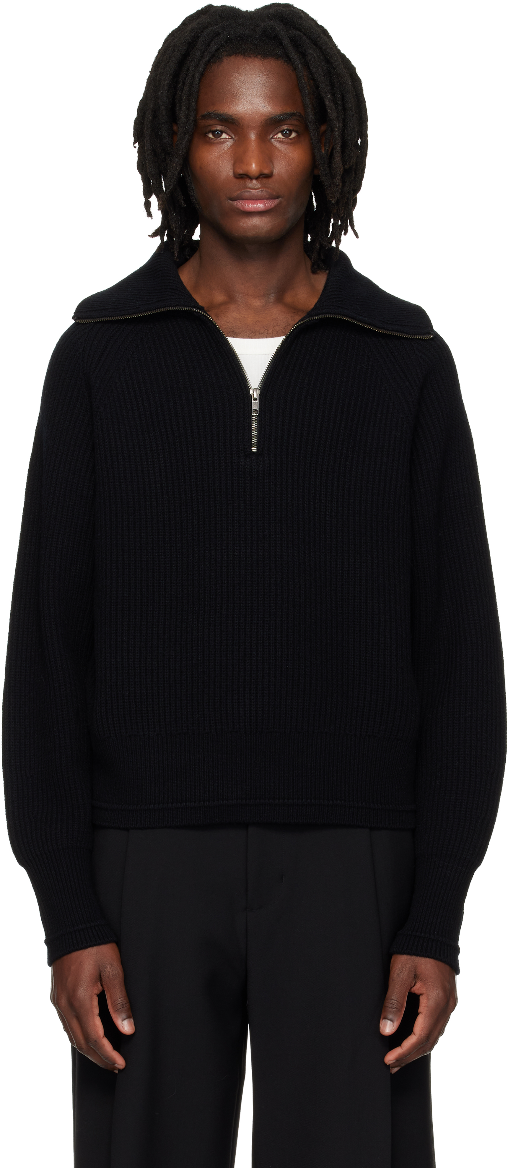 Black Blimp Quarter Zip Sweater by Entire Studios on Sale