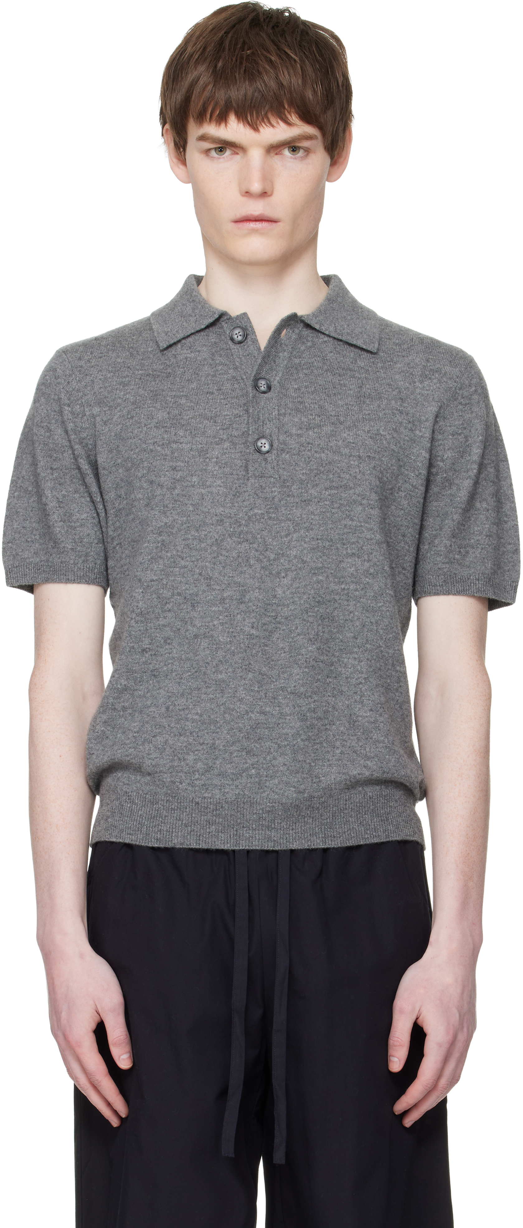 Entire Studios: グレー 半袖ニットポロシャツ | SSENSE 日本