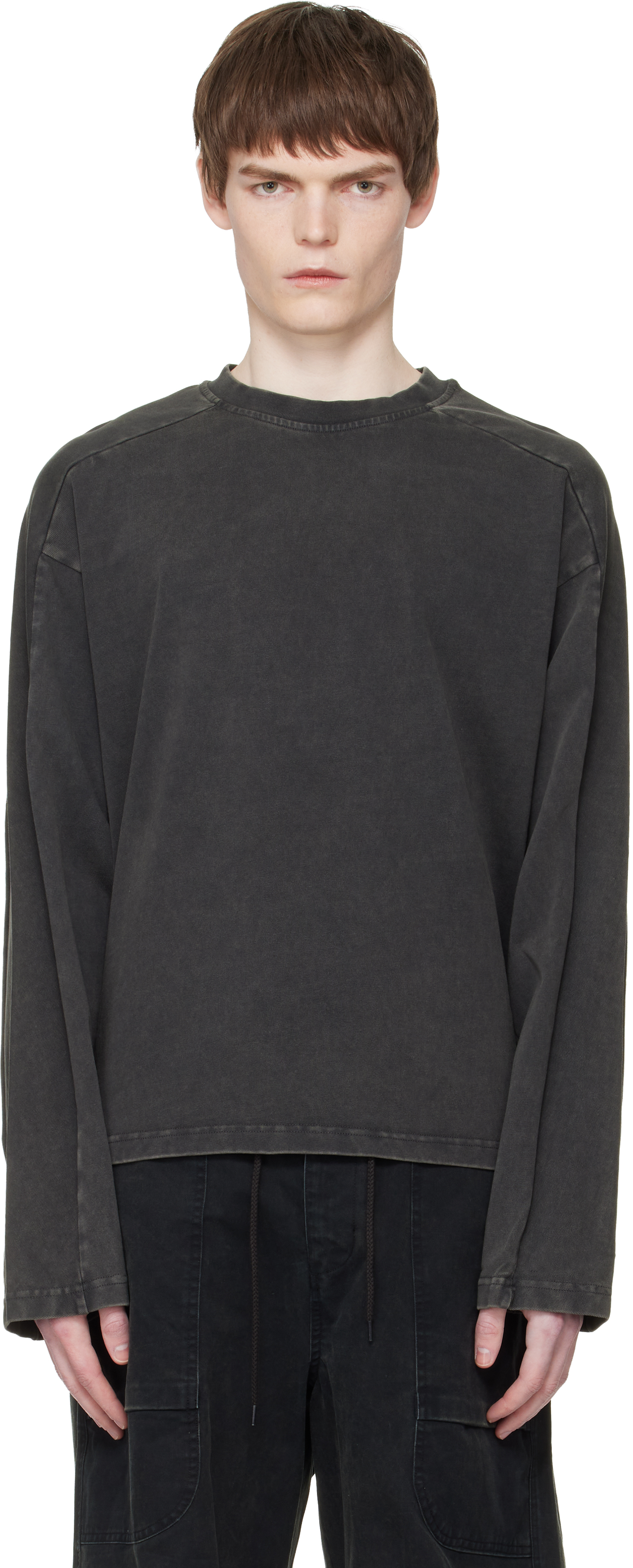Black Heavy Long Sleeve T-shirt by Entire Studios on Sale
