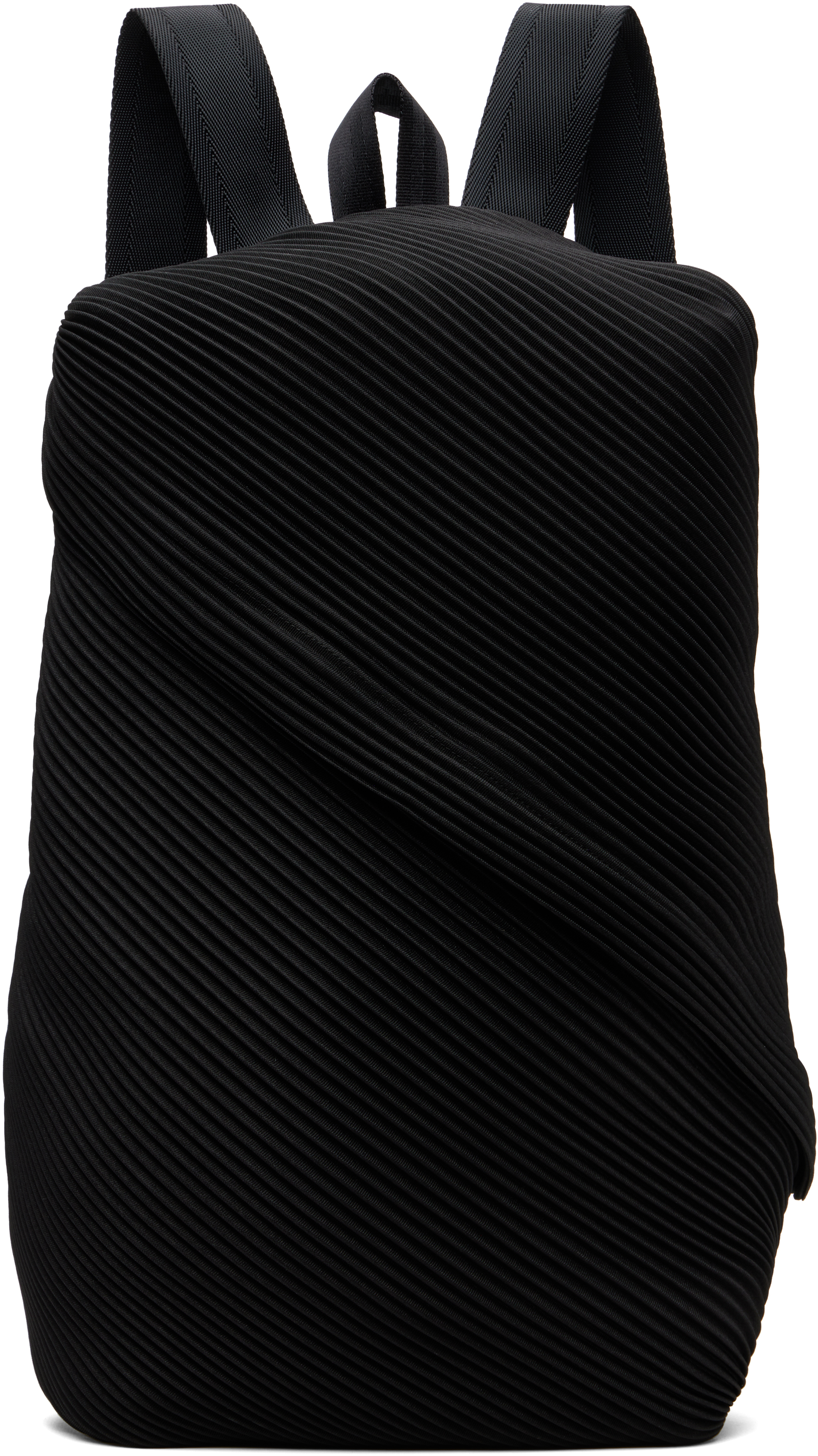 PLEATS PLEASE ISSEY MIYAKE: Black Bias Pleats Backpack | SSENSE