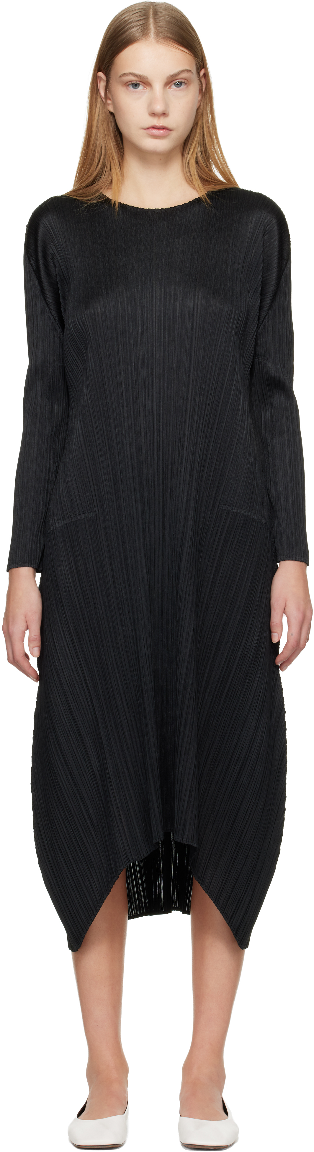 PLEATS PLEASE ISSEY MIYAKE Black Monthly Colors October Midi Dress
