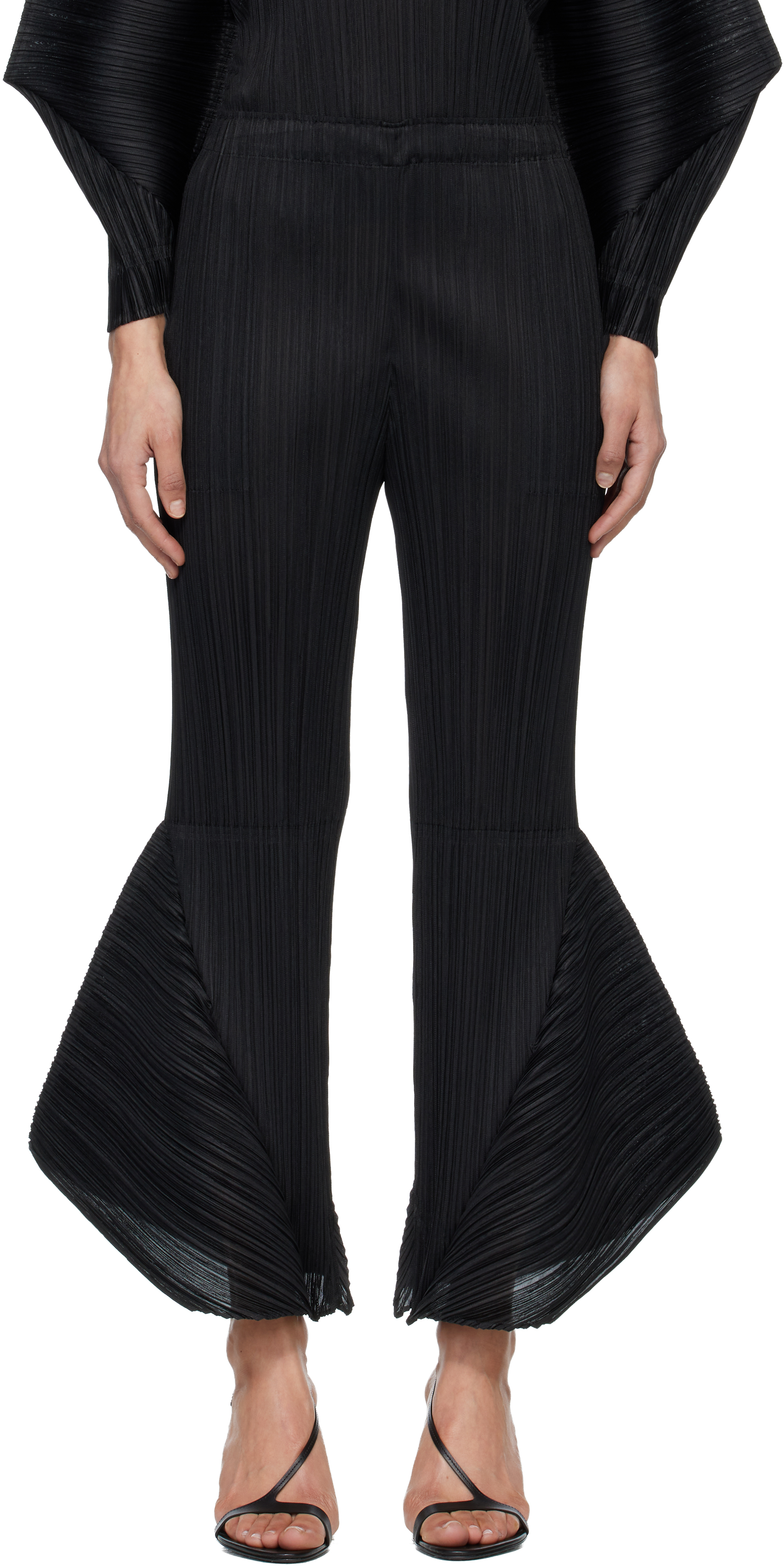 PLEATS PLEASE ISSEY MIYAKE: Black Skyline Trousers | SSENSE