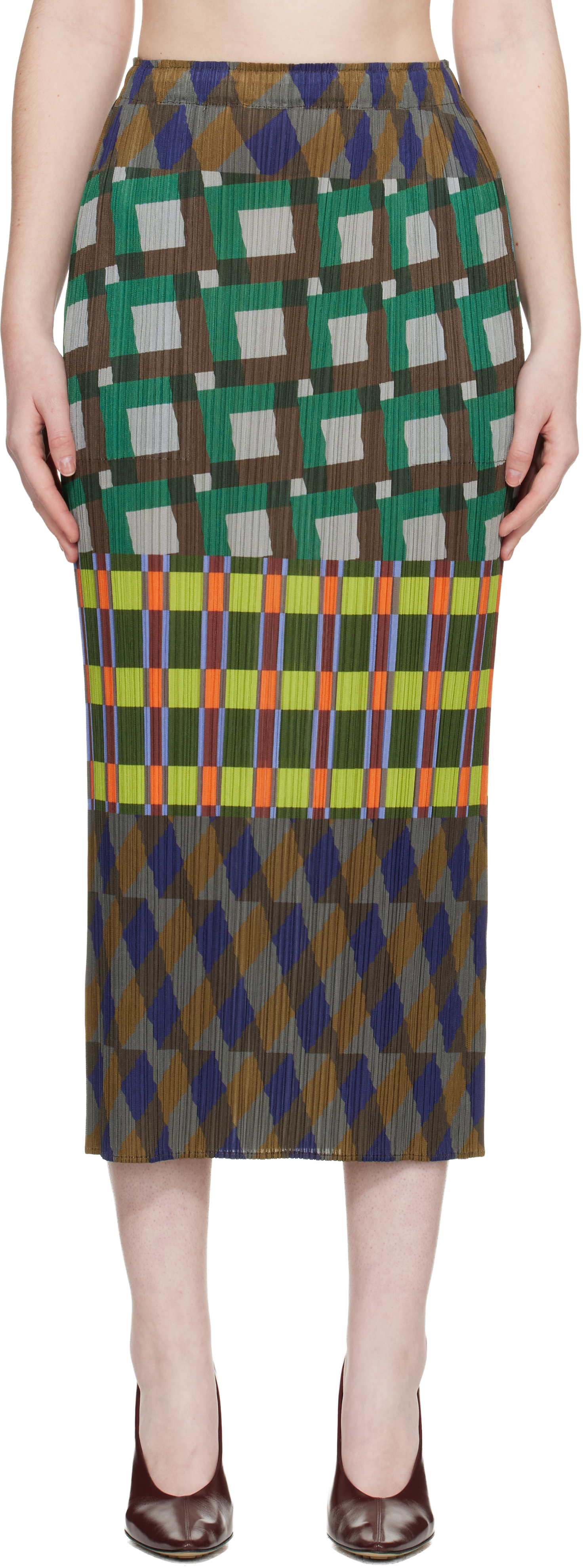 PLEATS PLEASE ISSEY MIYAKE: Multicolor Harmony Maxi Skirt | SSENSE 