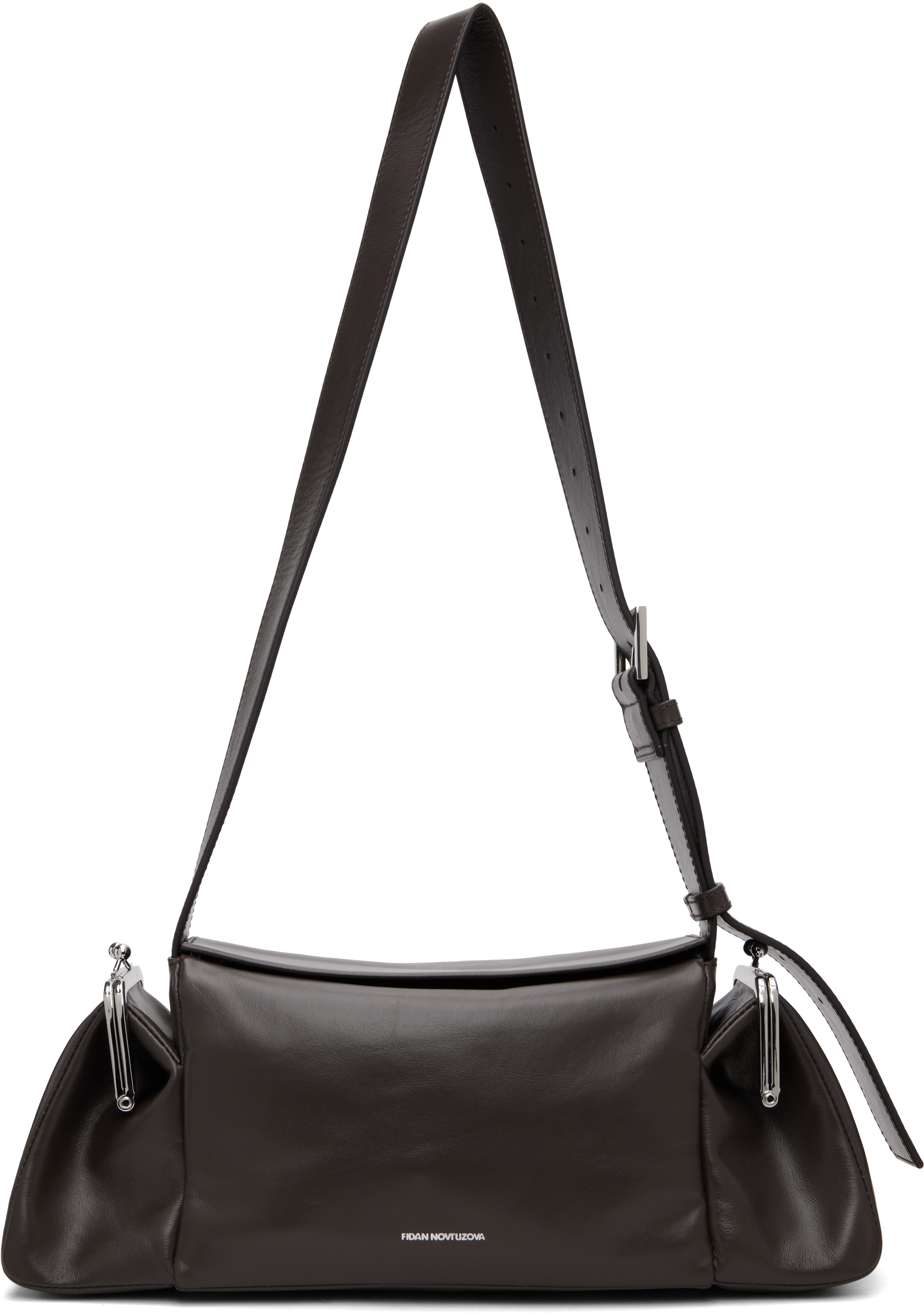 Brown Lala Leather Bag by FIDAN NOVRUZOVA on Sale