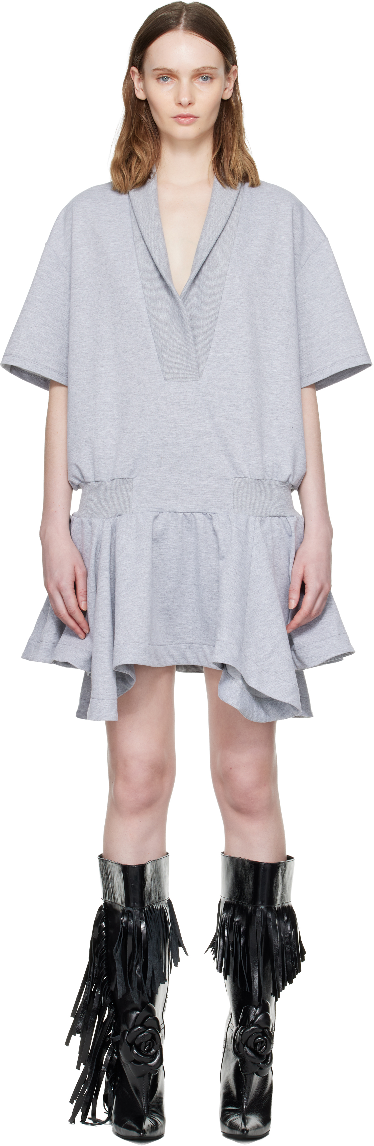 LayeredGraceKnitDress グレー ミニワンピースandwang FIDAN NOVRUZOVAのグレー Marta Tシャツ ミニワンピースがセール中