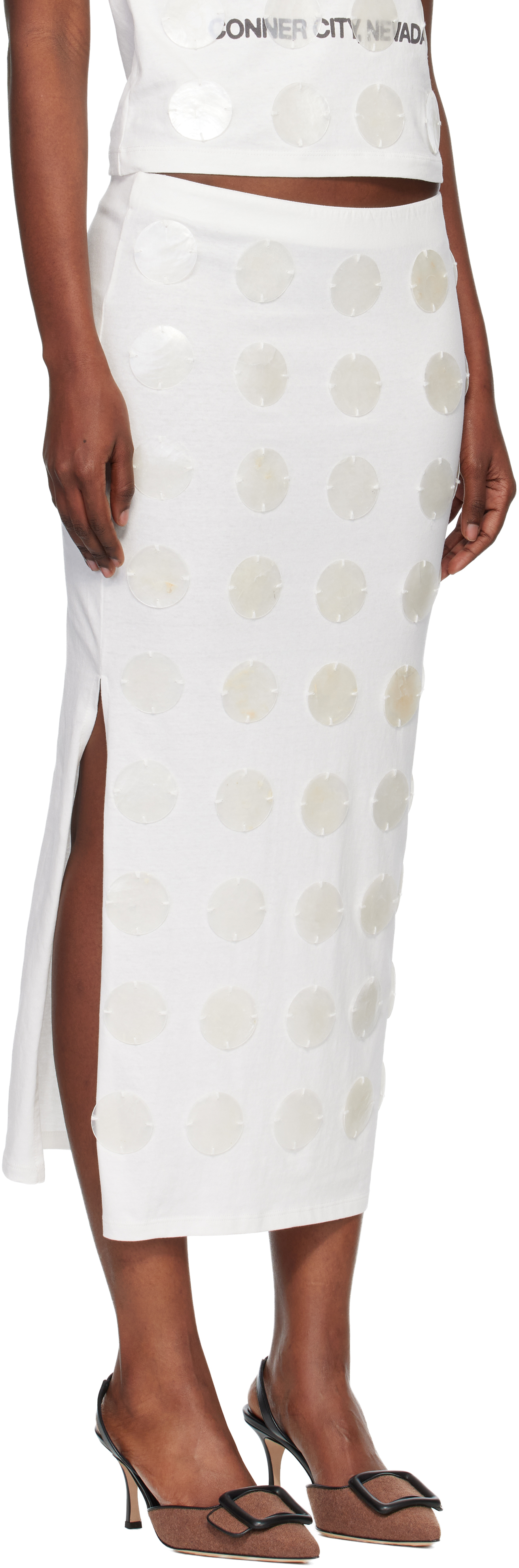 Conner Ives Mother Of Pearl Paillette Maxi Skirt In Animal Print