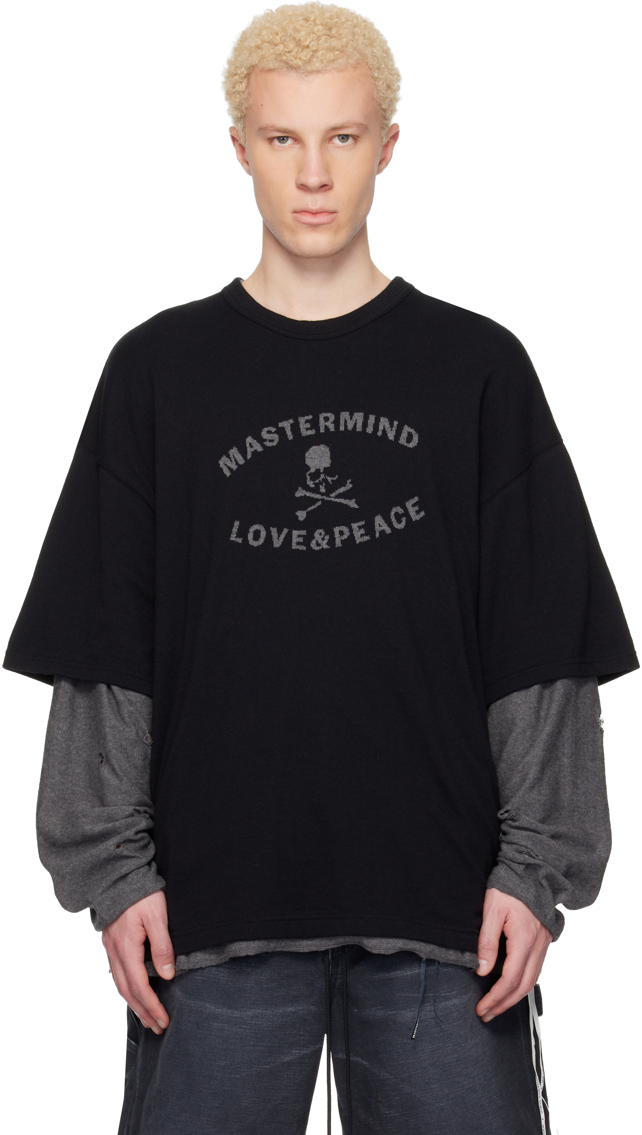 MASTERMINDS ブラック Tシャツ Lサイズ MASTERMIND WORLDのブラック リバーシブル ディストレス Tシャツがセール中