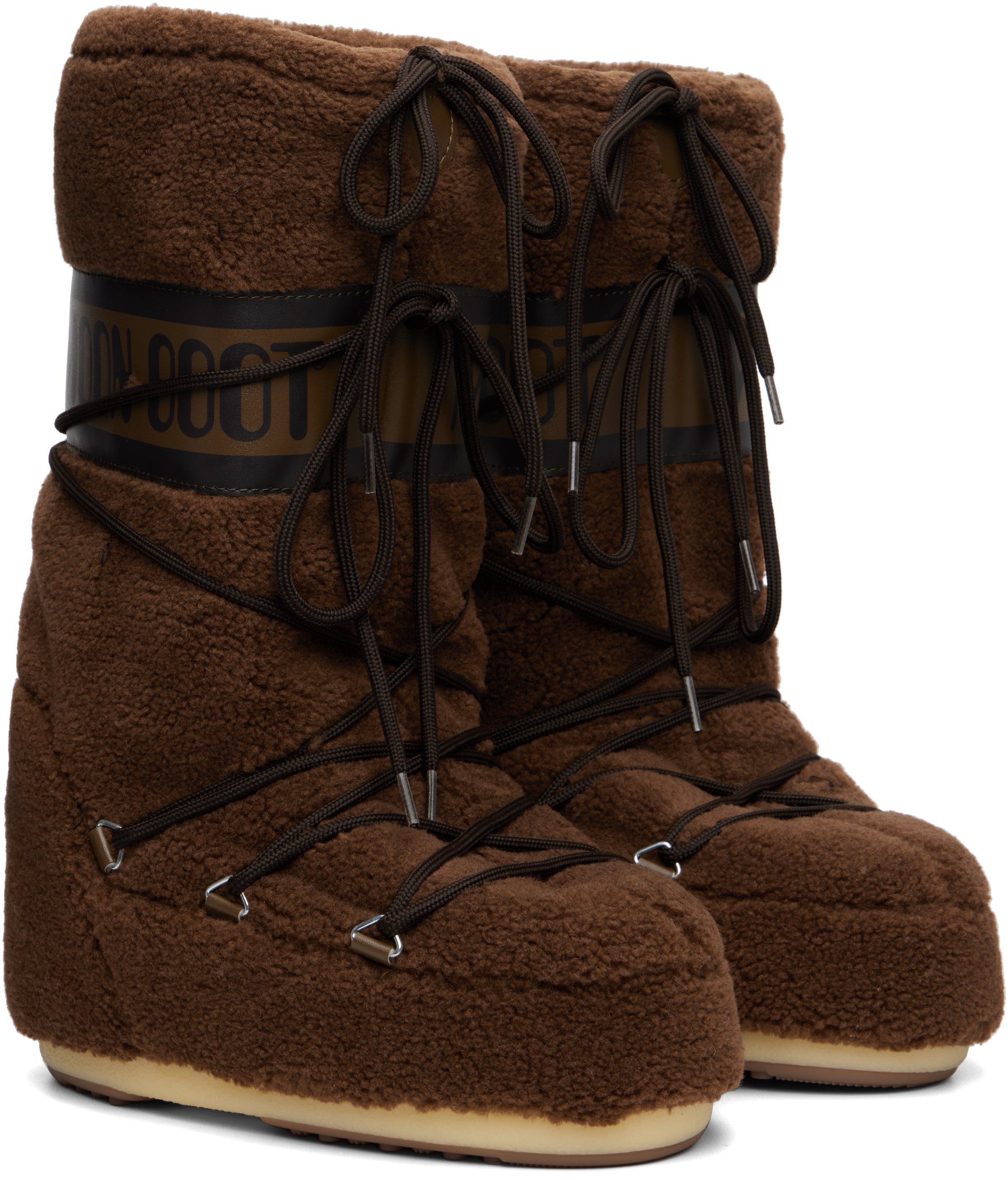 Moon Boot Brown Icon Fleece Boots In Brown