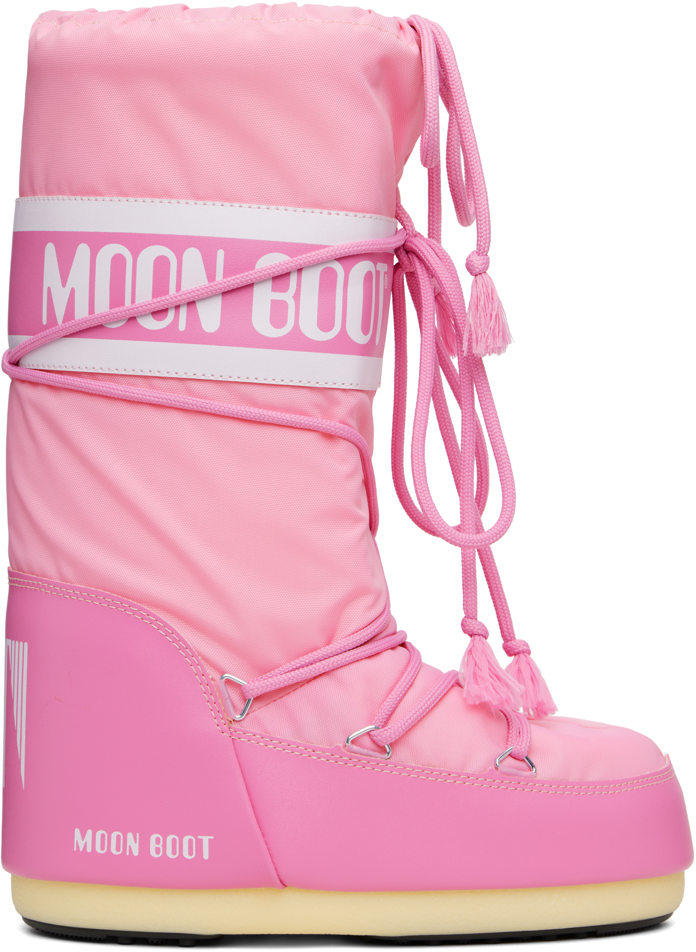 Moon Boot: Pink Icon Nylon Boots | SSENSE Canada