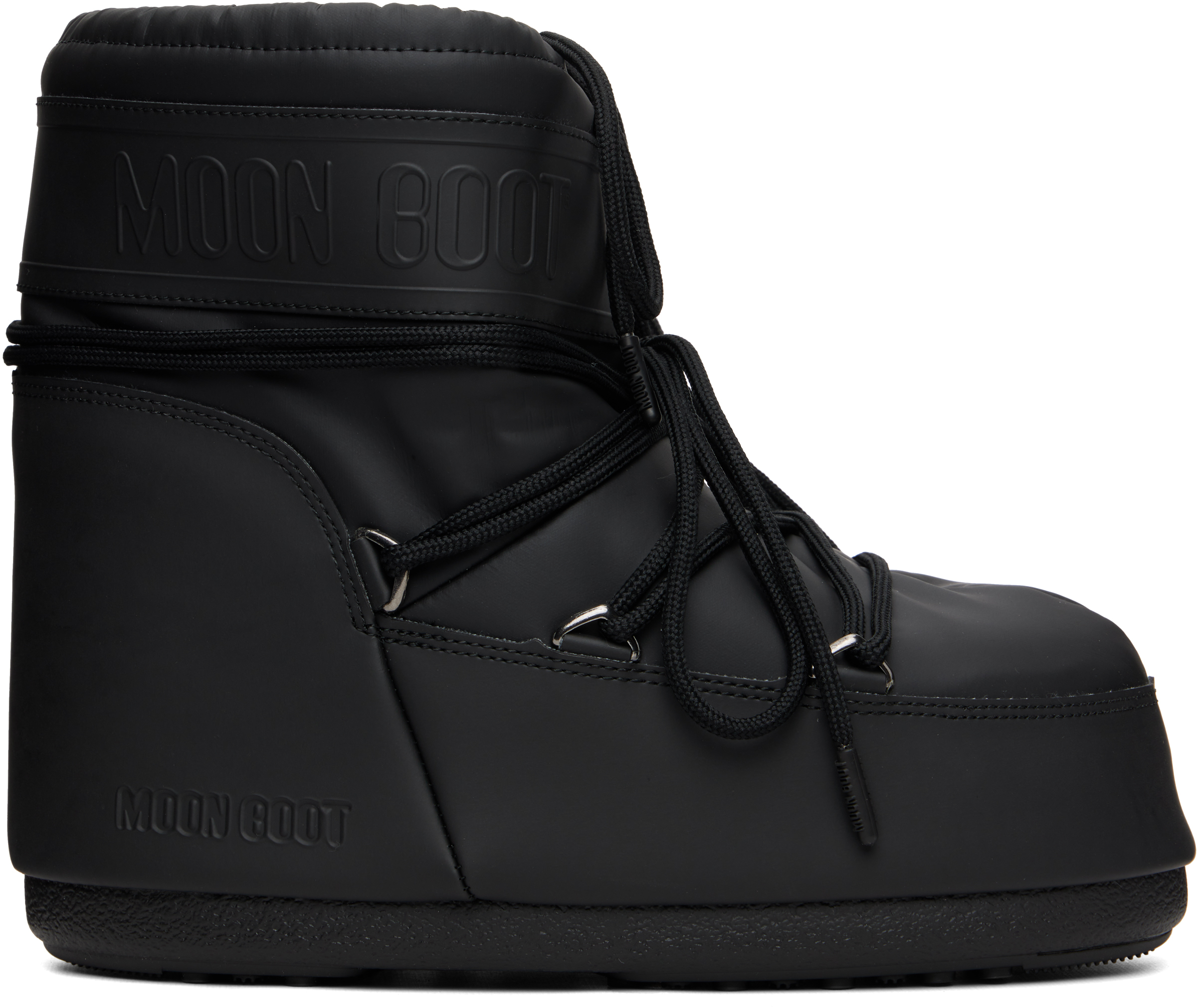 Moon Boot: ブラック Icon ラバー ショートブーツ | SSENSE 日本